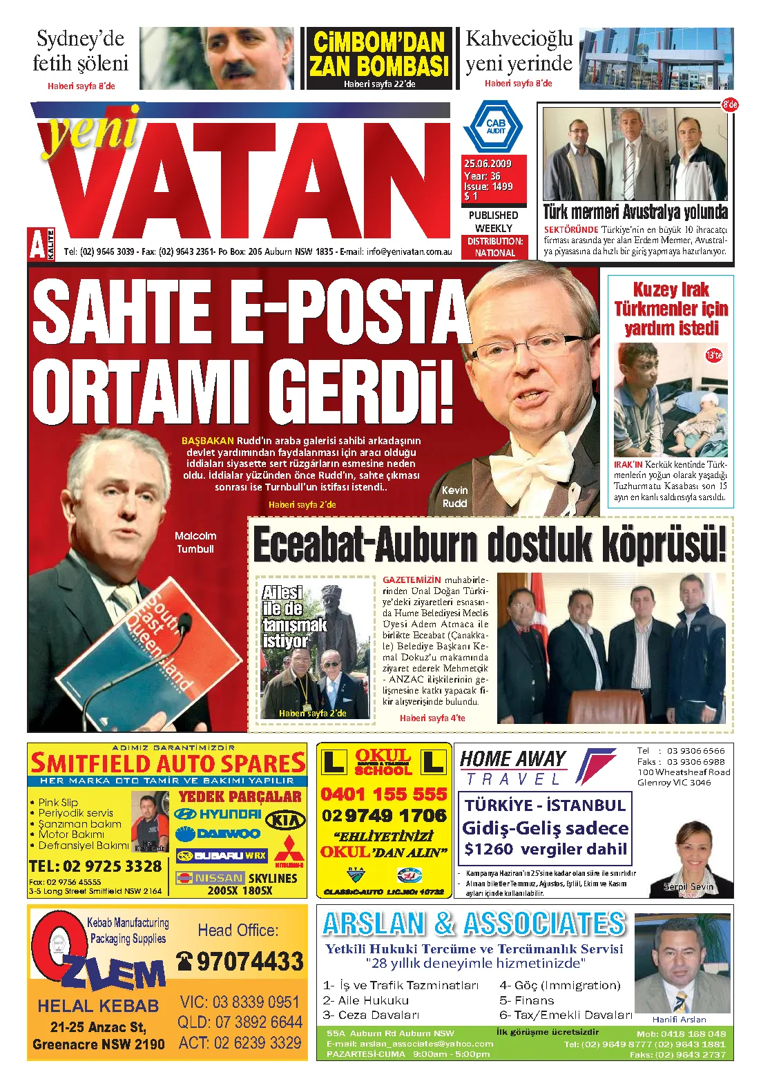 Yeni Vatan – 25 Haziran 2009 – Sayı 1499