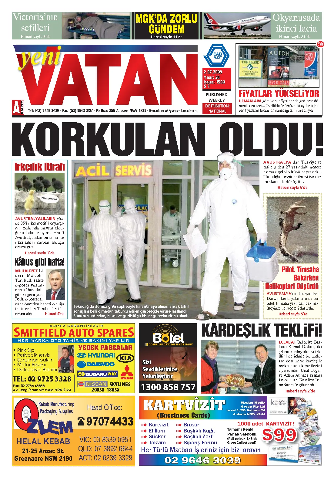 Yeni Vatan – 2 Temmuz 2009 – Sayı 1500