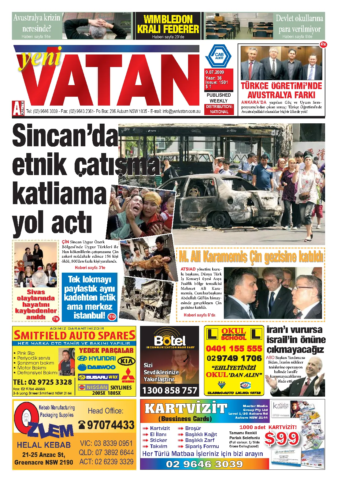 Yeni Vatan – 9 Temmuz 2009 – Sayı 1501
