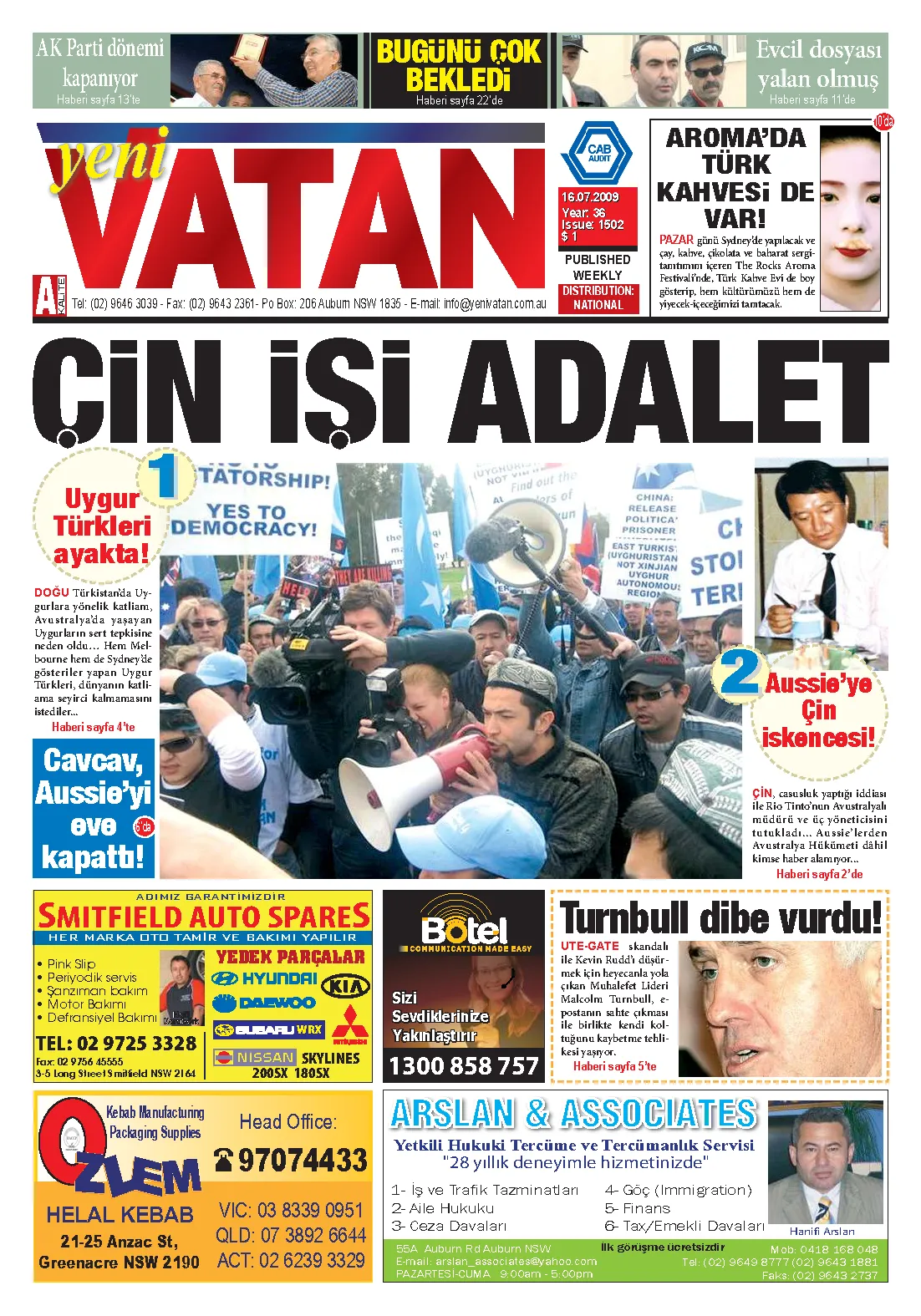 Yeni Vatan – 16 Temmuz 2009 – Sayı 1502