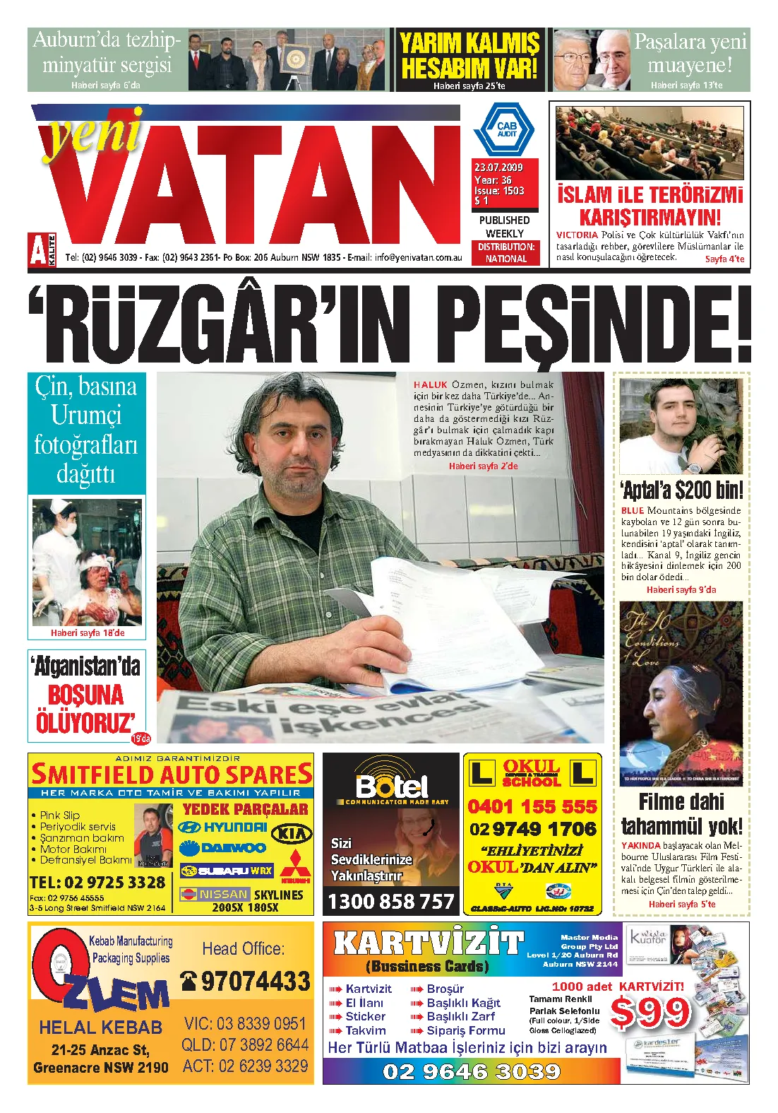 Yeni Vatan – 23 Temmuz 2009 – Sayı 1503