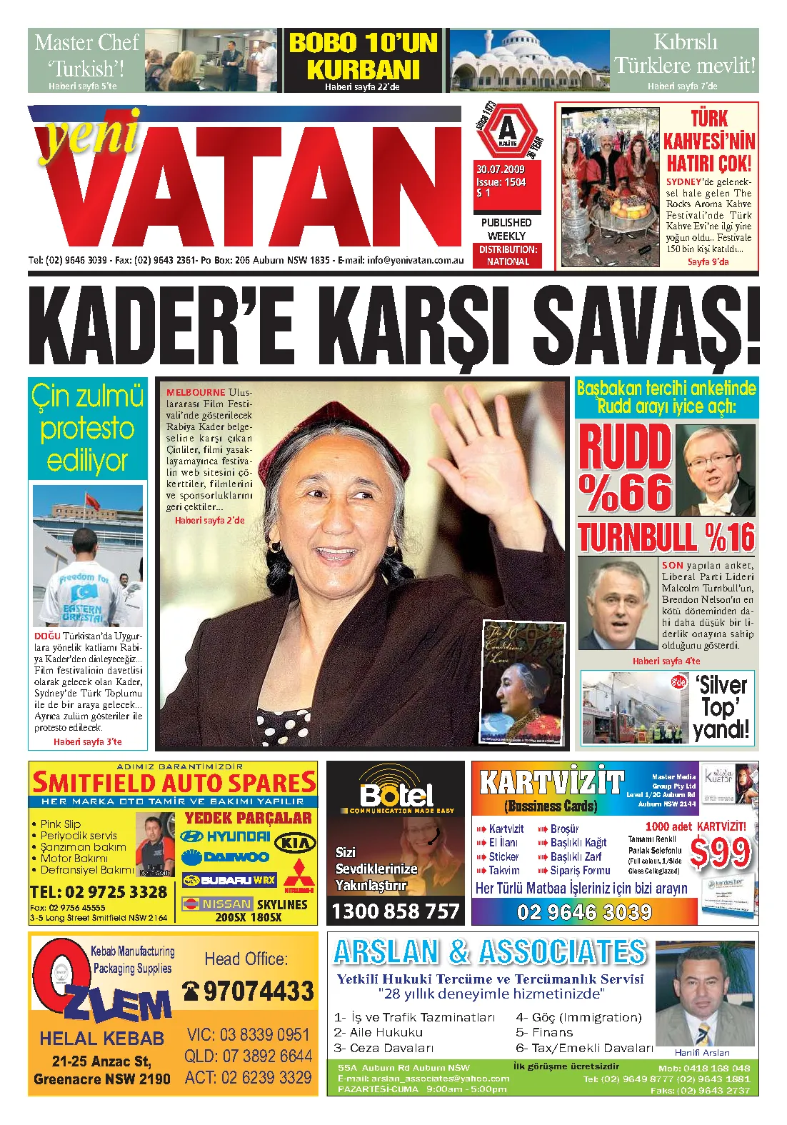 Yeni Vatan – 30 Temmuz 2009 – Sayı 1504