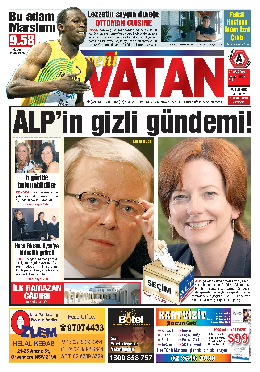 Yeni Vatan – 20 Ağustos 2009 – Sayı 1507