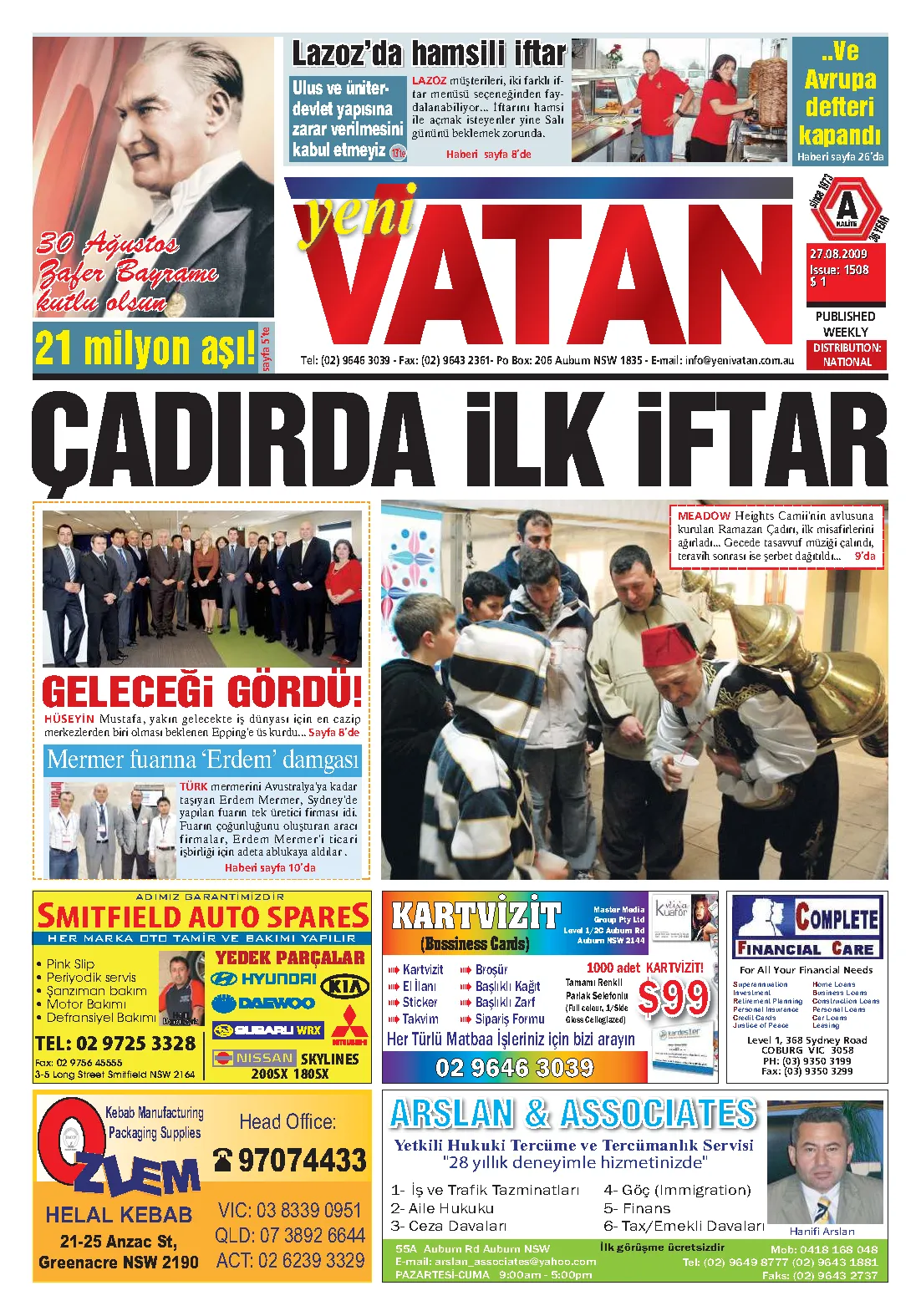 Yeni Vatan – 27 Ağustos 2009 – Sayı 1508