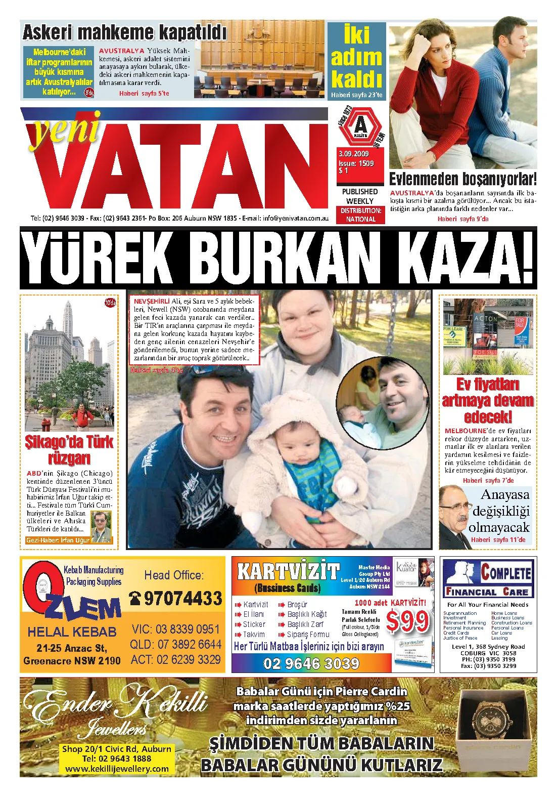 Yeni Vatan – 3 Eylül 2009 – Sayı 1509