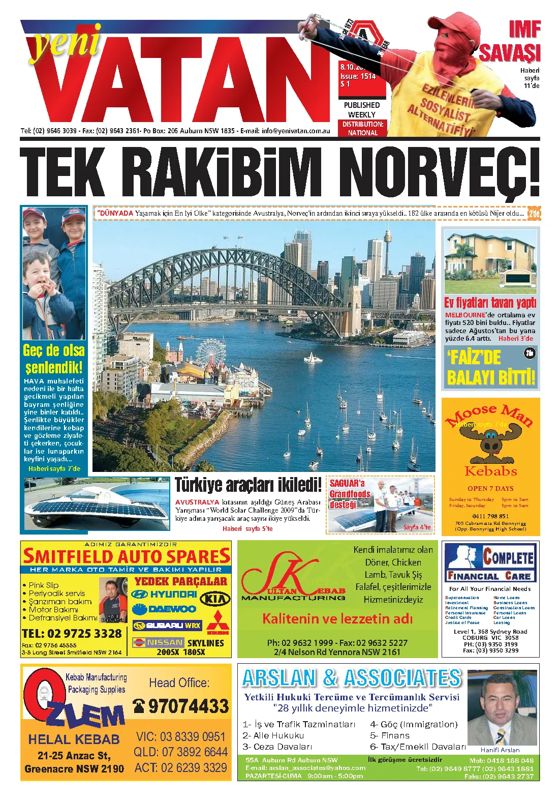 Yeni Vatan – 8 Ekim 2009 – Sayı 1514
