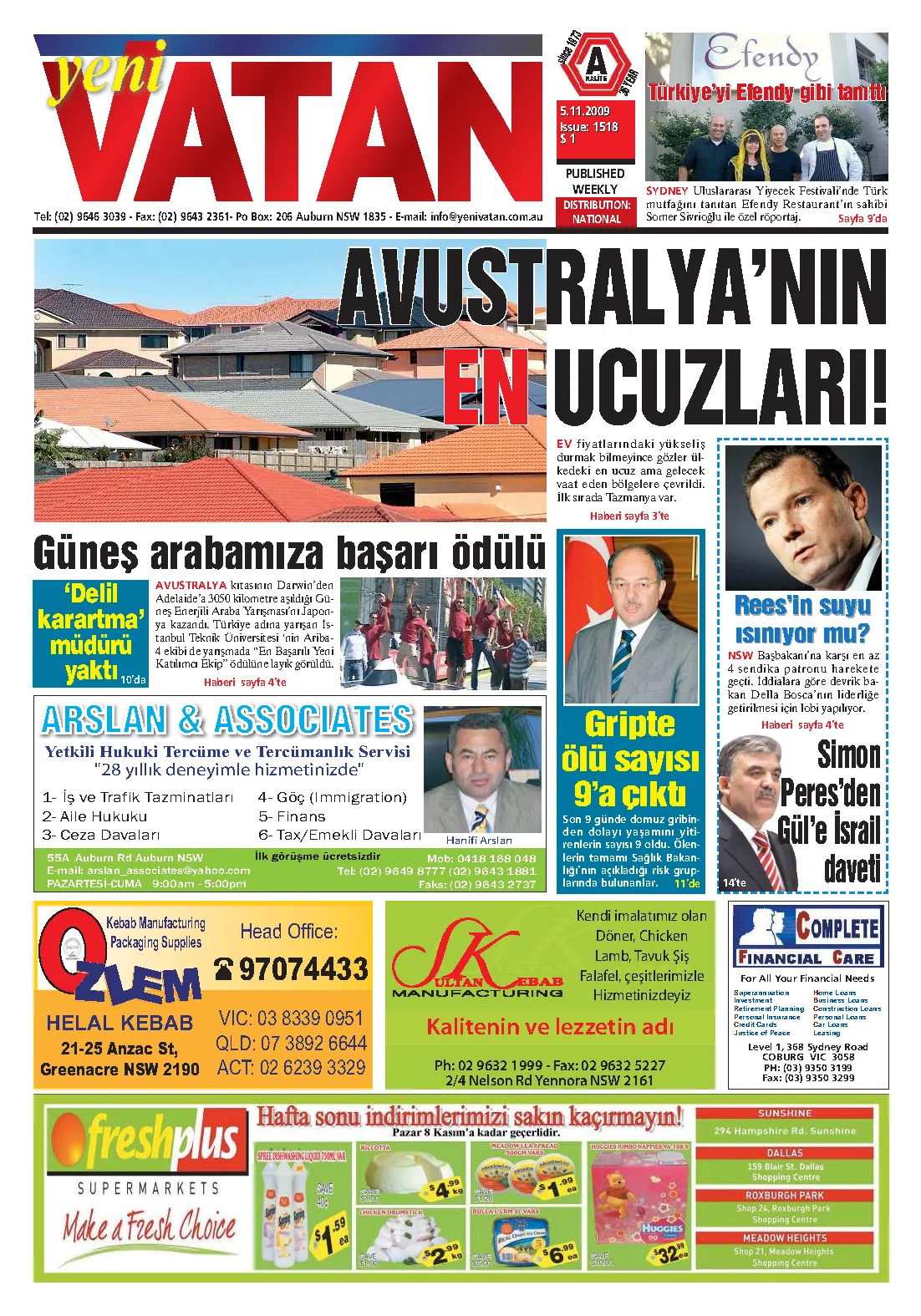 Yeni Vatan – 5 Kasım 2009 – Sayı 1518