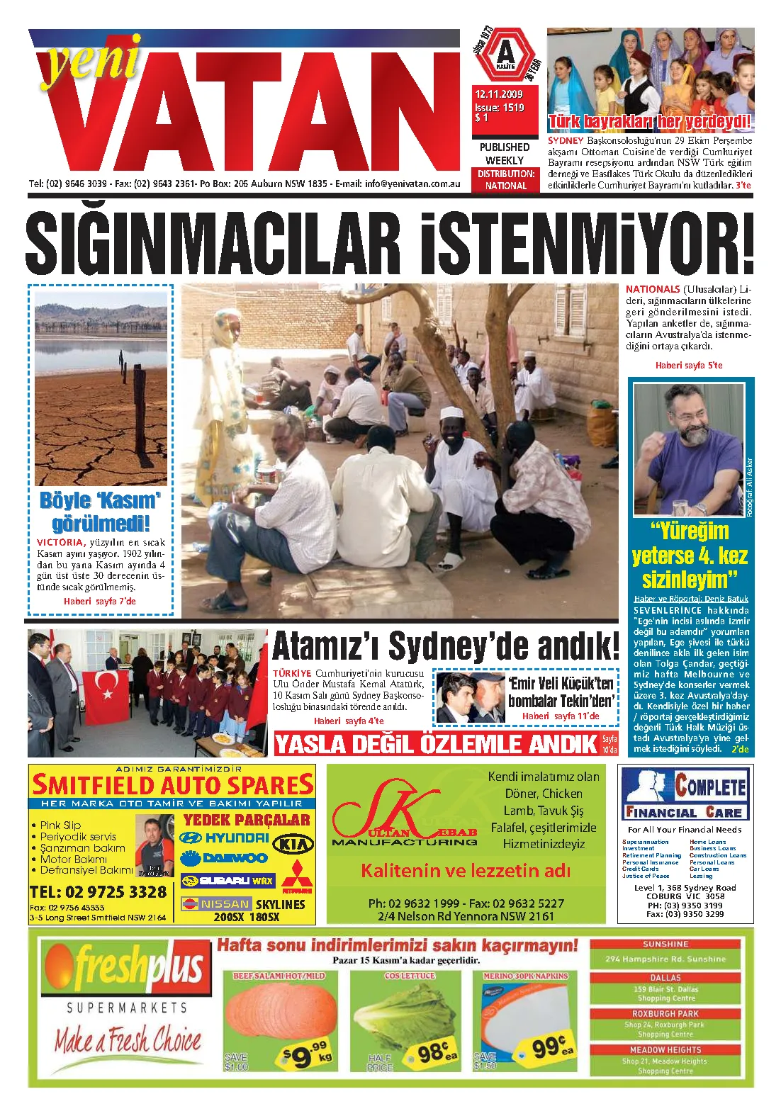 Yeni Vatan – 12 Kasım 2009 – Sayı 1519