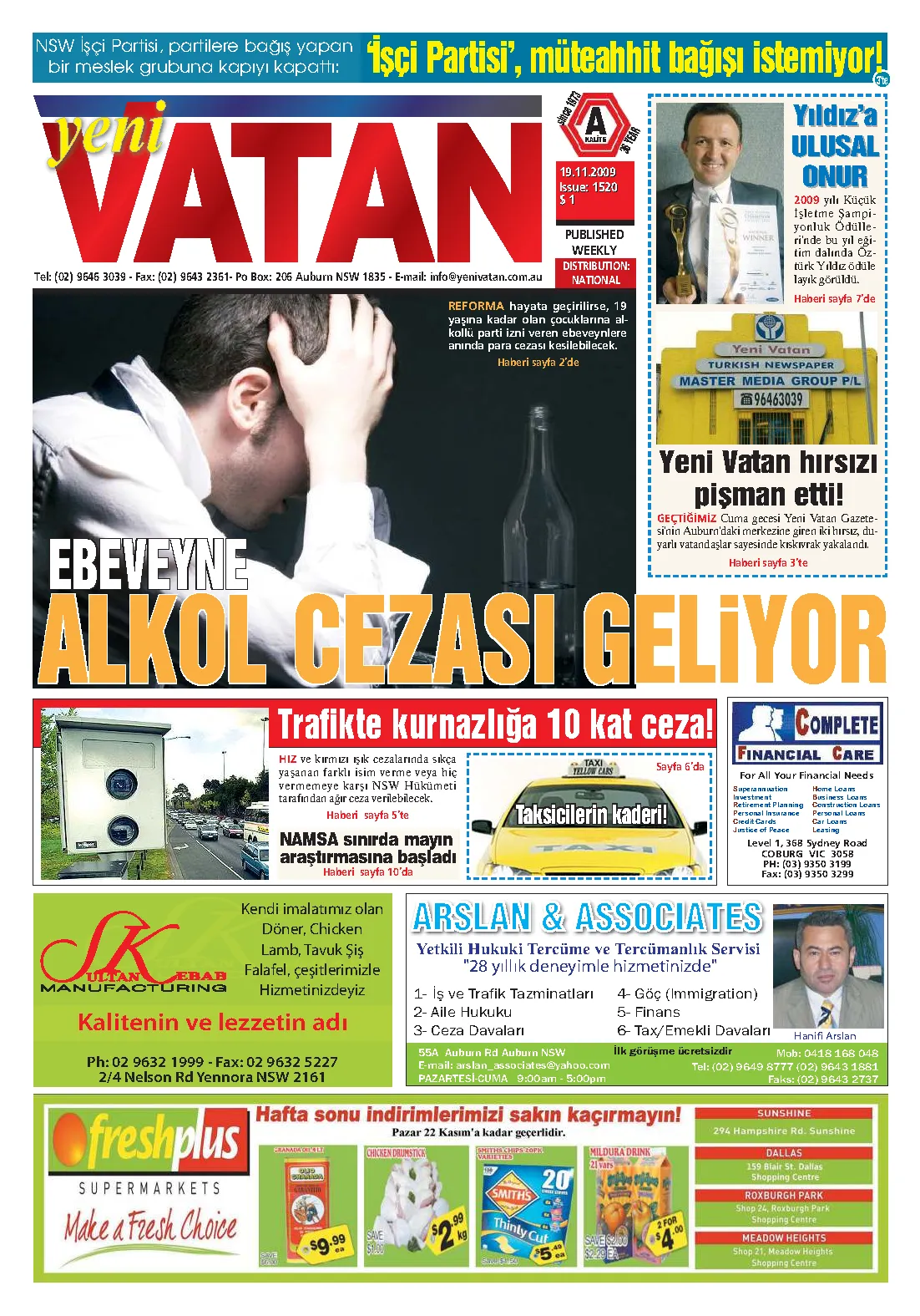 Yeni Vatan – 19 Kasım 2009 – Sayı 1520