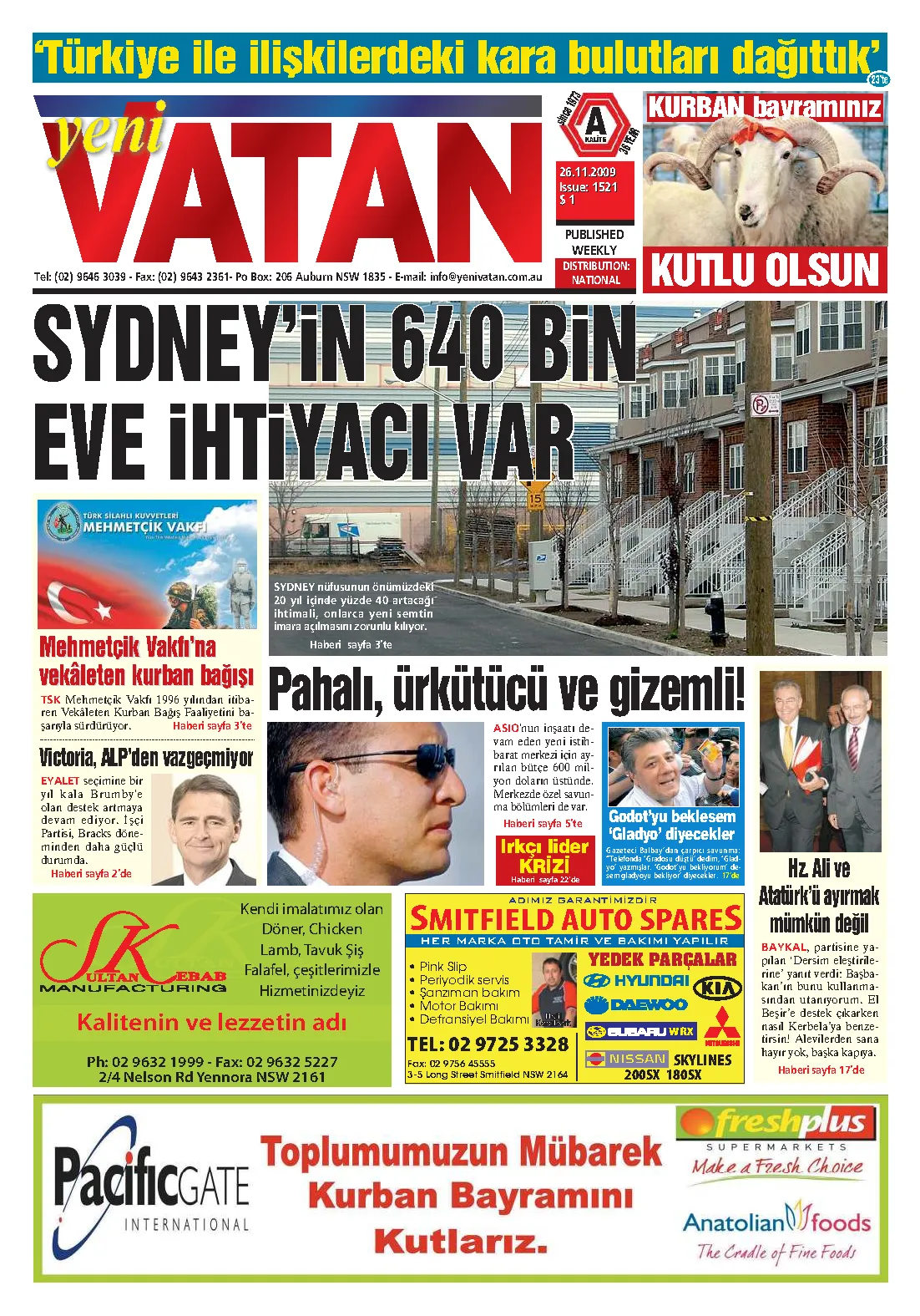 Yeni Vatan – 26 Kasım 2009 – Sayı 1521