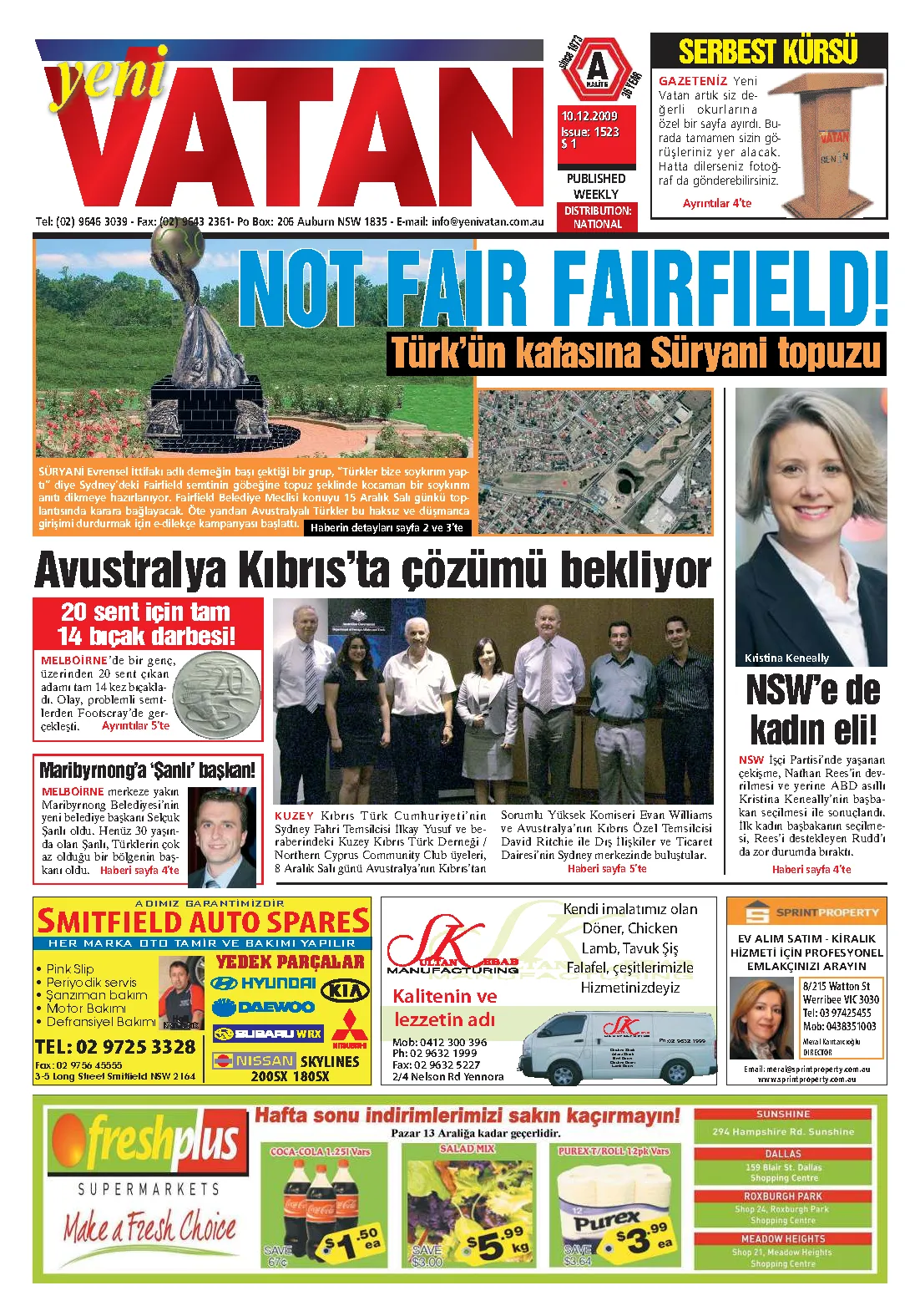 Yeni Vatan – 10 Aralık 2009 – Sayı 1523