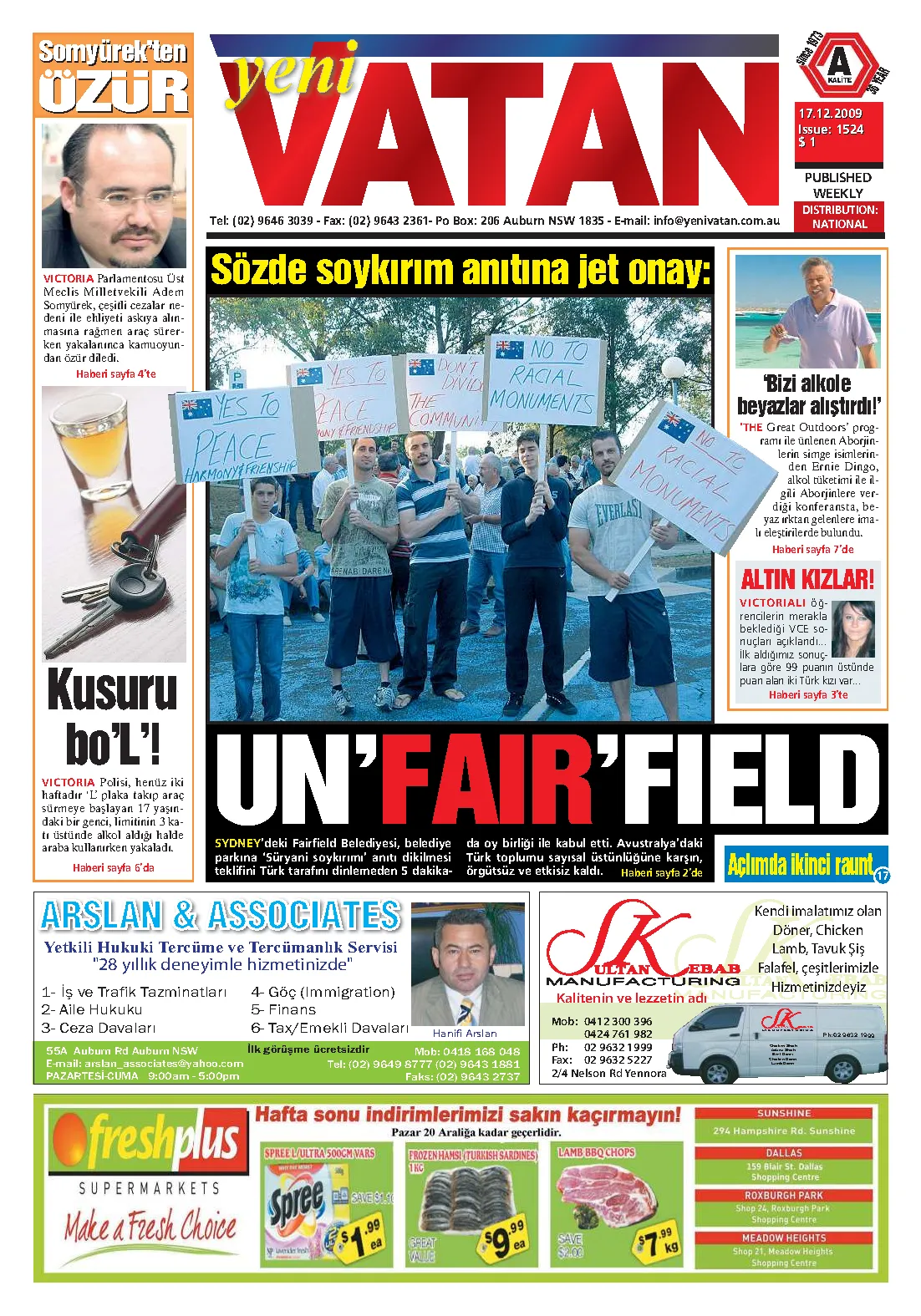 Yeni Vatan – 17 Aralık 2009 – Sayı 1524