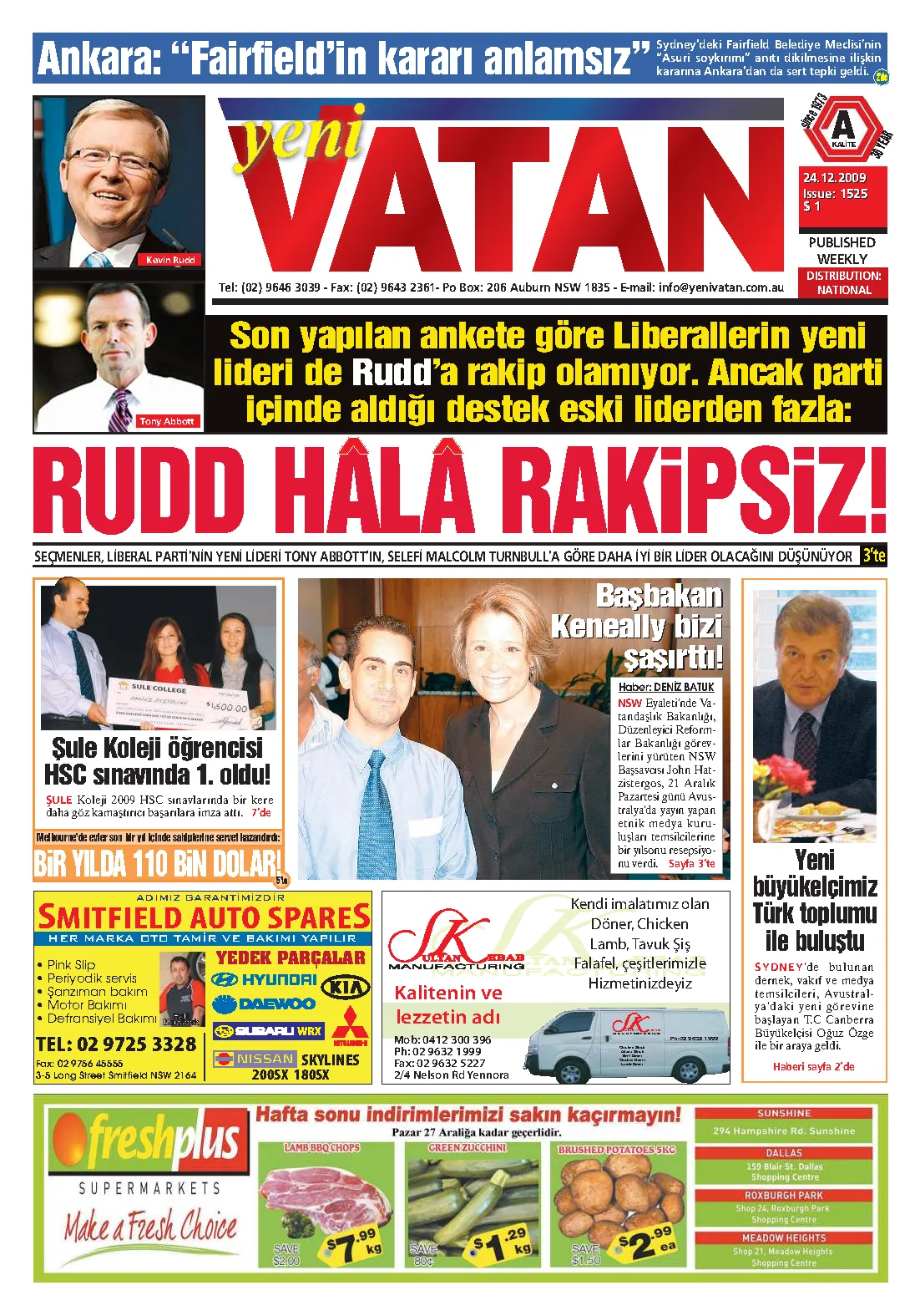 Yeni Vatan – 24 Aralık 2009 – Sayı 1525