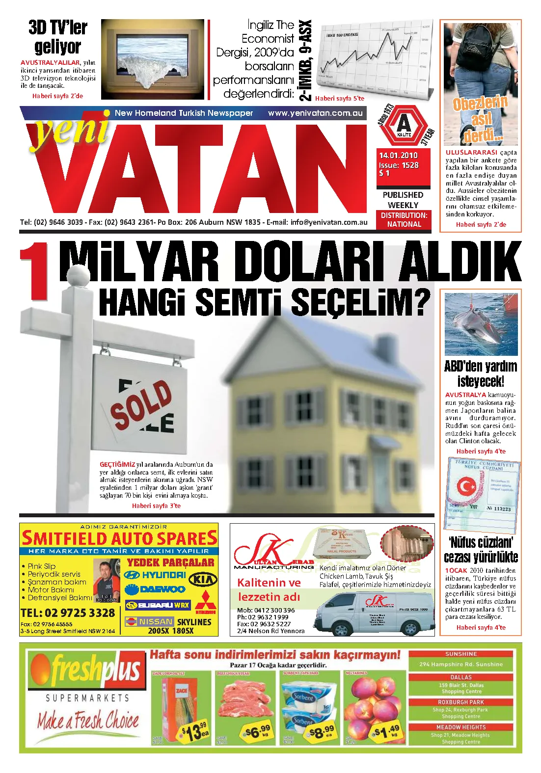 Yeni Vatan – 14 Ocak 2010 – Sayı 1528