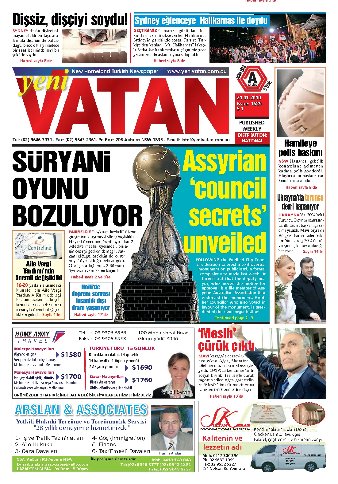 Yeni Vatan – 21 Ocak 2010 – Sayı 1529