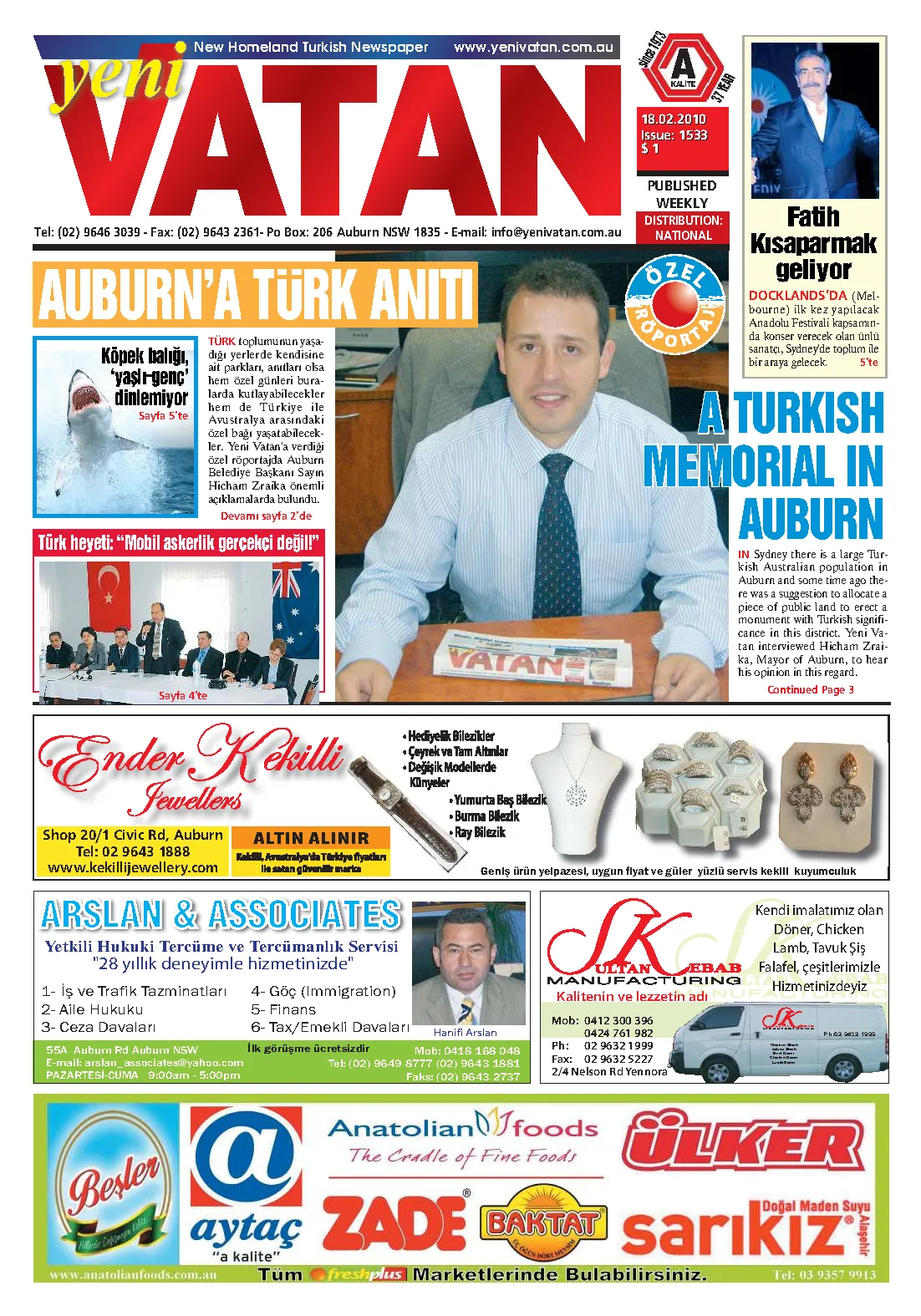 Yeni Vatan – 18 Şubat 2010 – Sayı 1533