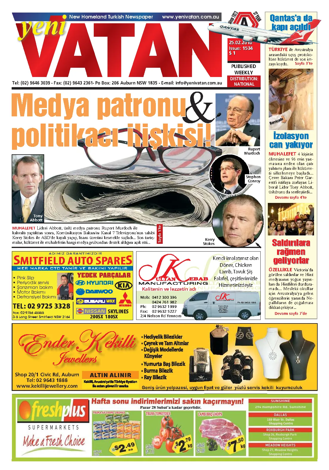 Yeni Vatan – 25 Şubat 2010 – Sayı 1534