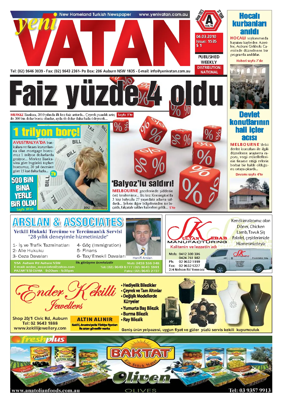 Yeni Vatan – 4 Mart 2010 – Sayı 1535