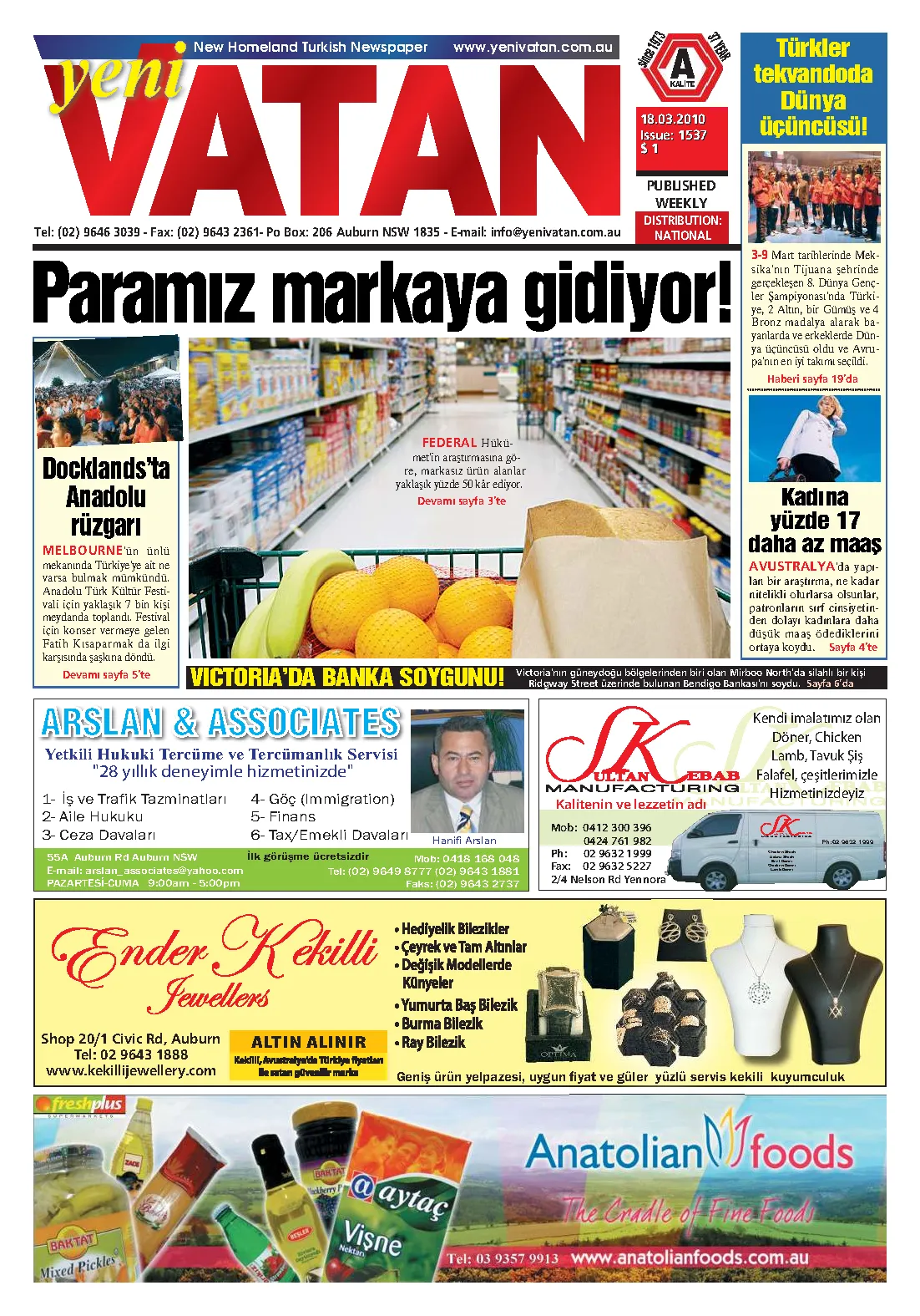 Yeni Vatan – 18 Mart 2010 – Sayı 1537