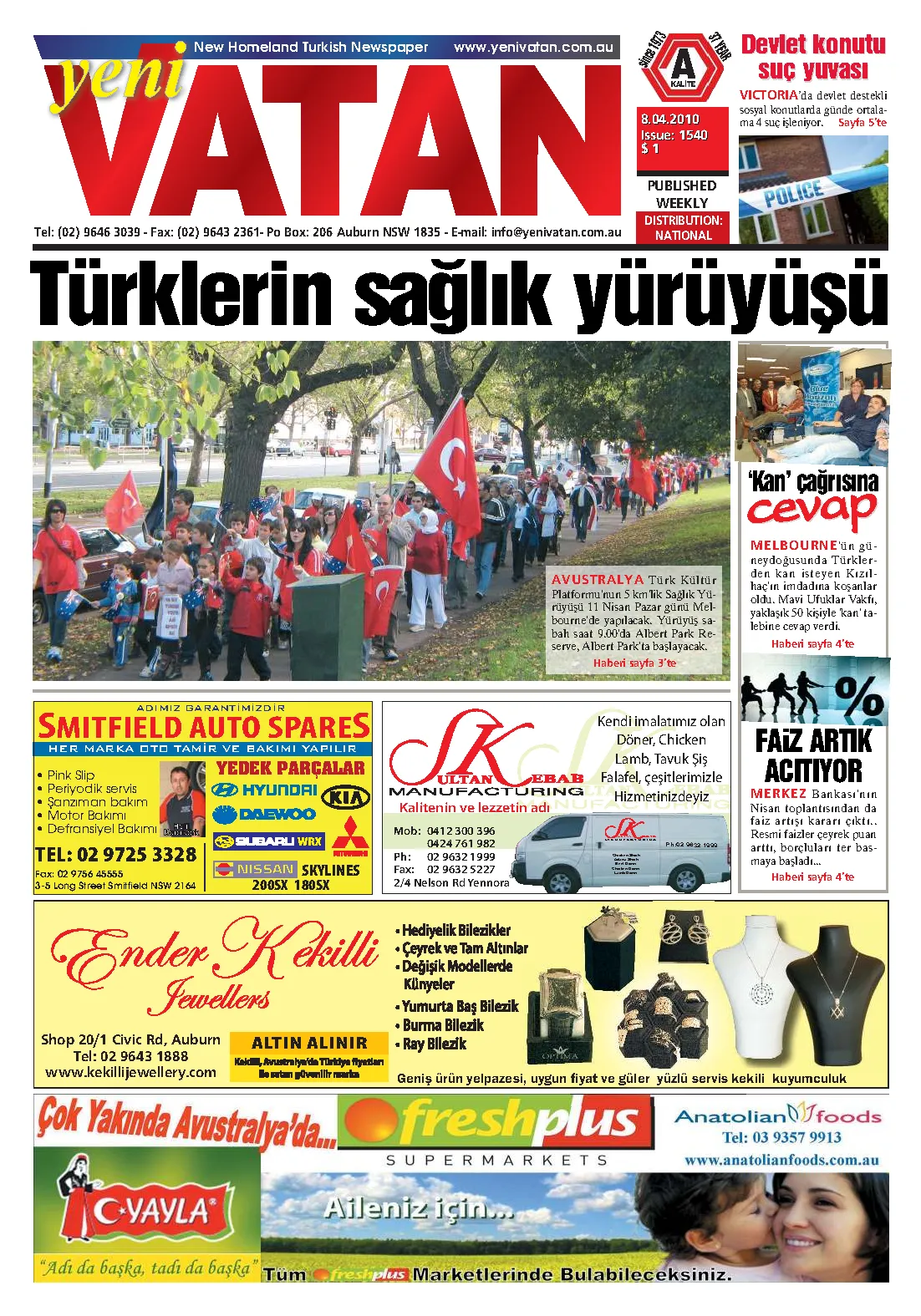 Yeni Vatan – 8 Nisan 2010 – Sayı 1540