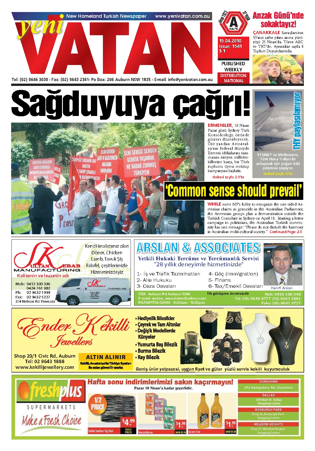 Yeni Vatan – 15 Nisan 2010 – Sayı 1541