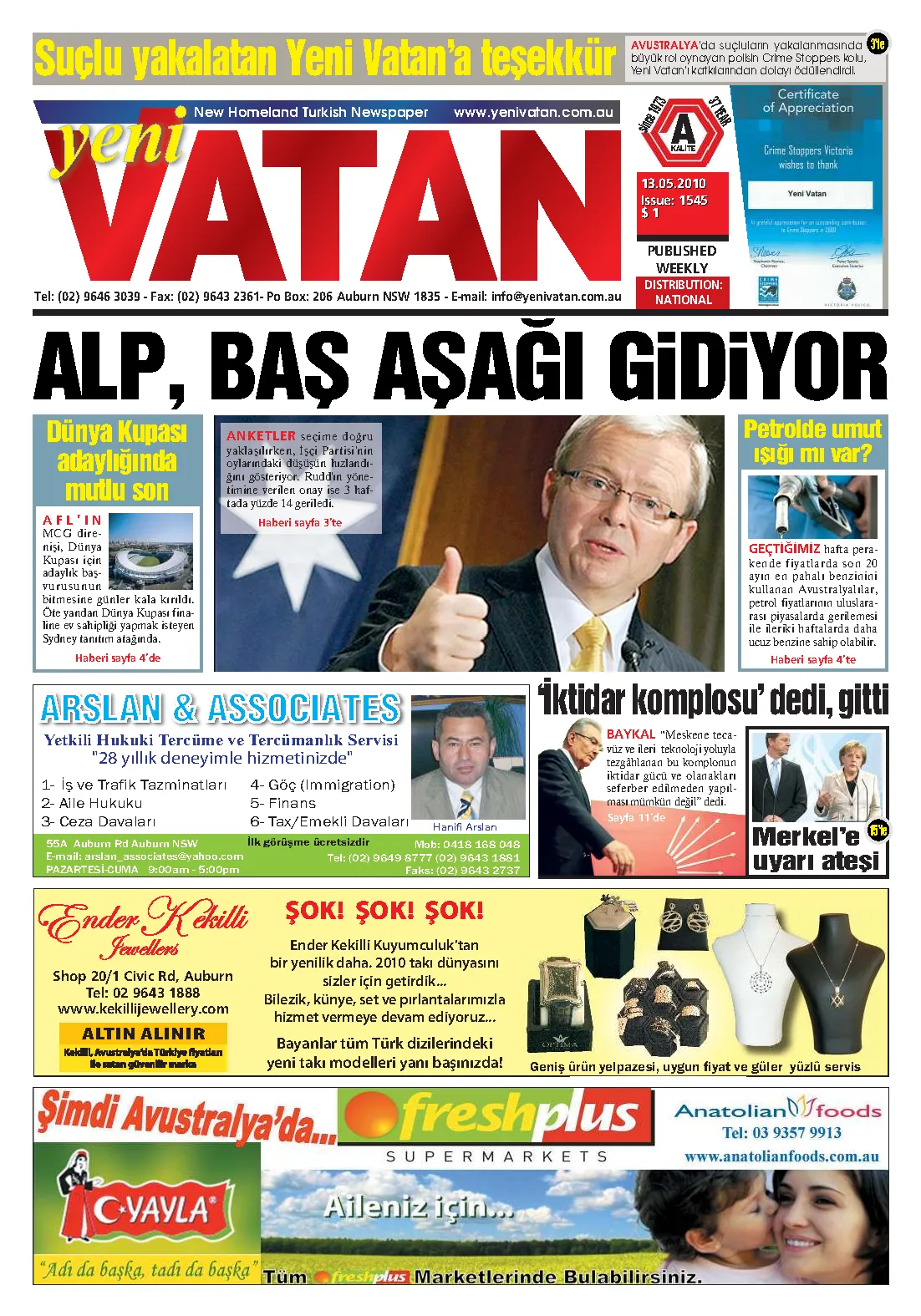 Yeni Vatan – 13 Mayıs 2010 – Sayı 1545