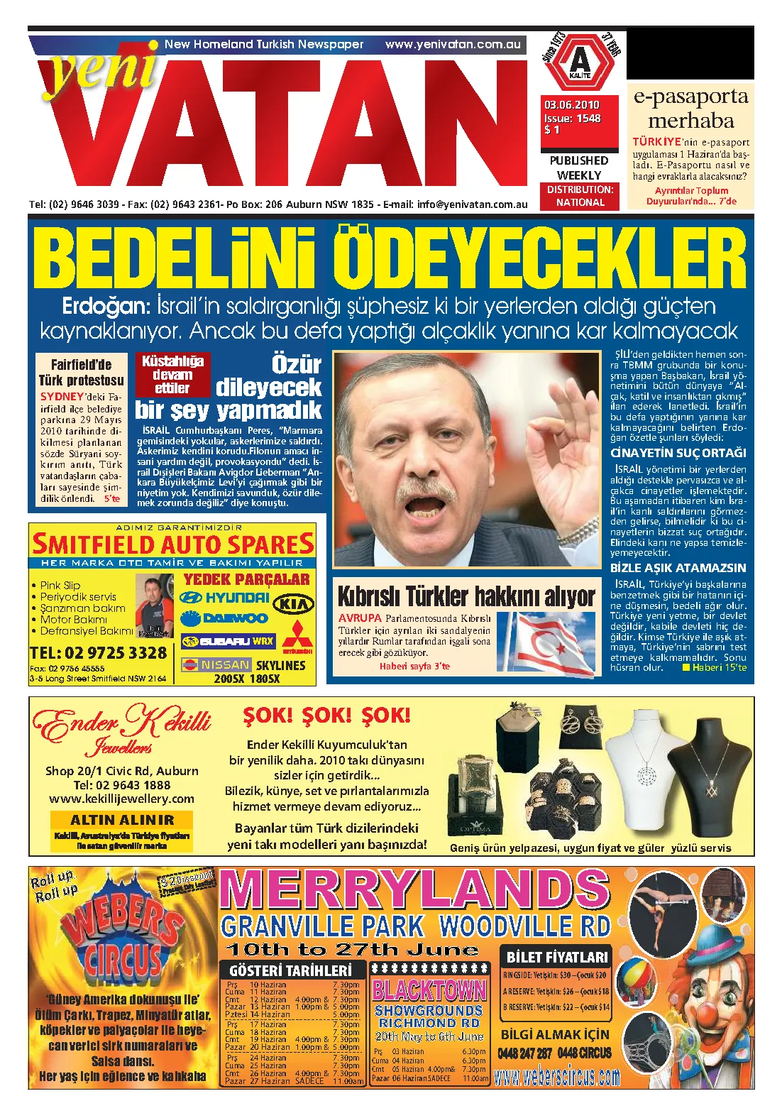 Yeni Vatan – 3 Haziran 2010 – Sayı 1548