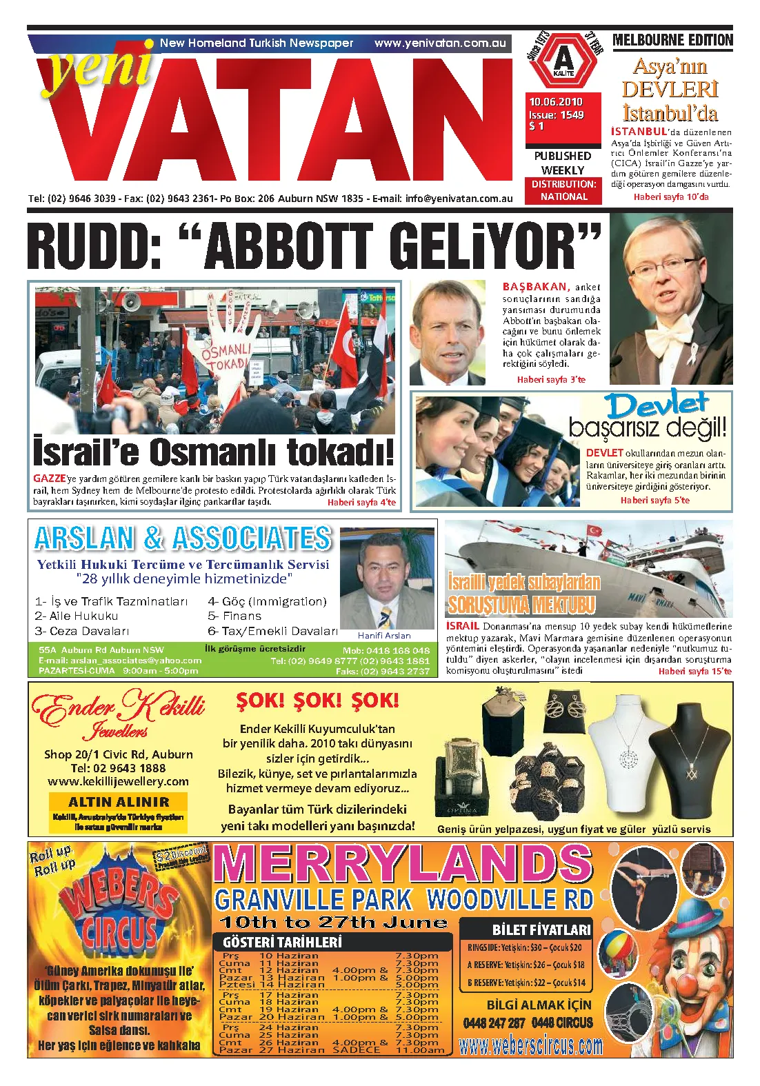 Yeni Vatan – 3 Haziran 2010 – Sayı 1549