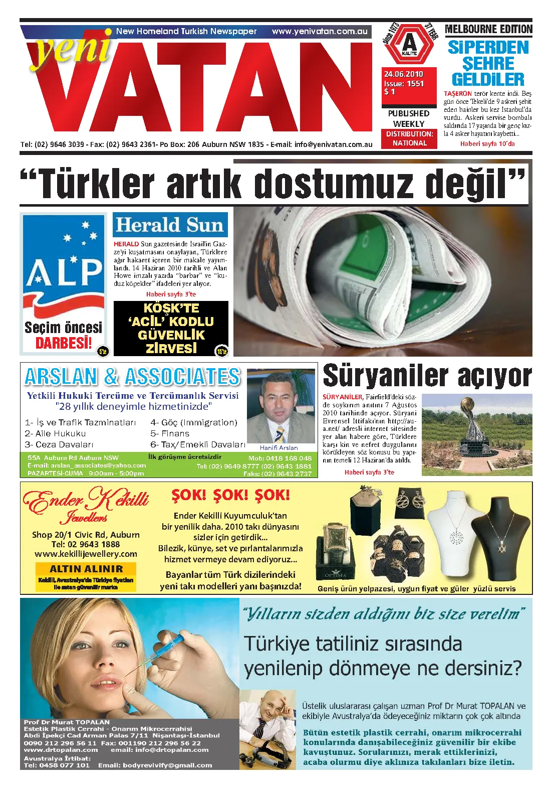 Yeni Vatan – 24 Haziran 2010 – Sayı 1551
