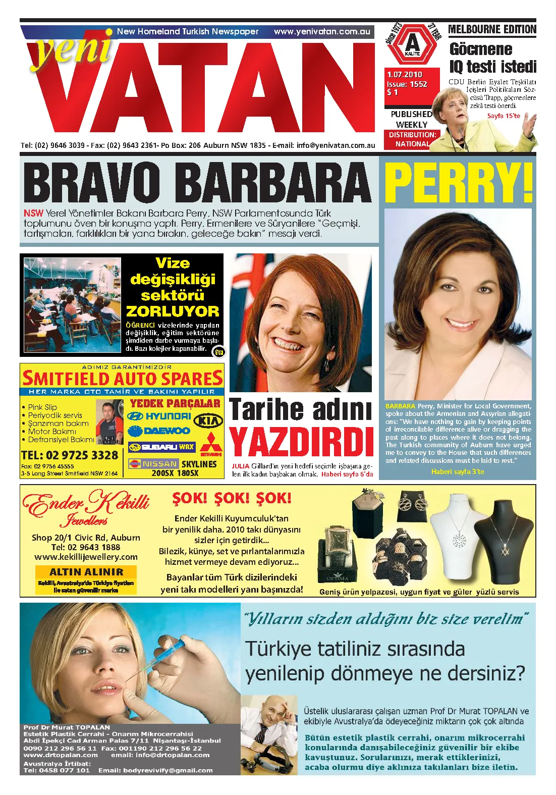Yeni Vatan – 1 Temmuz 2010 – Sayı 1552