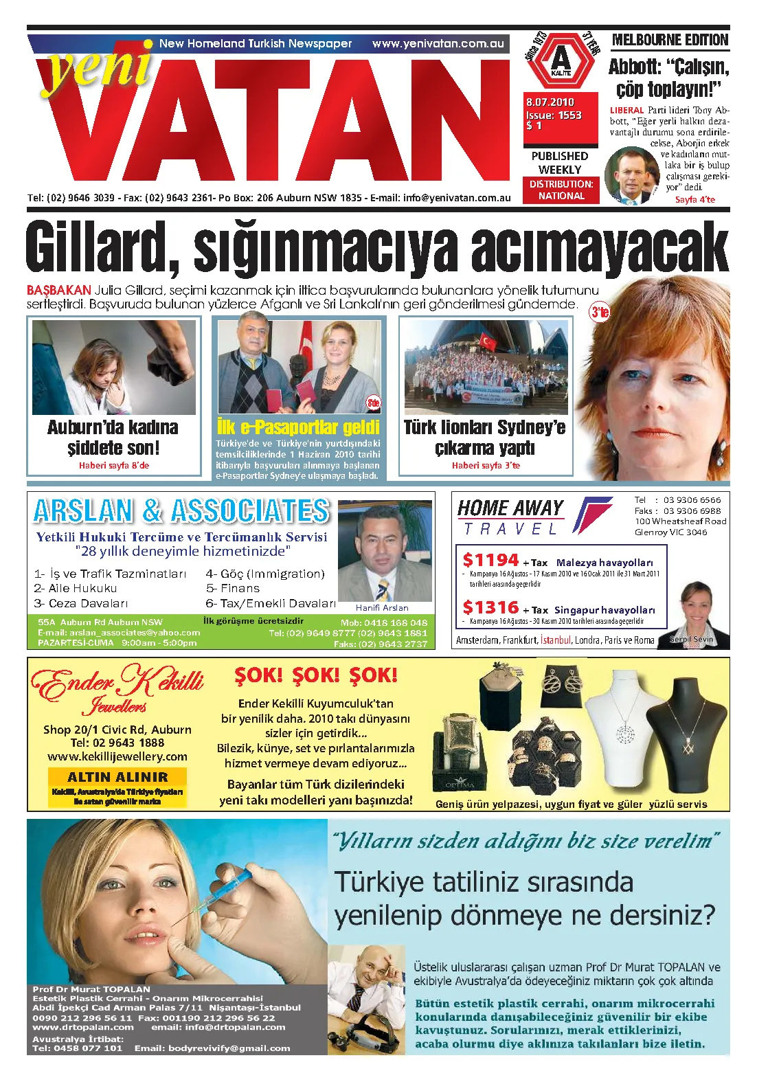 Yeni Vatan – 8 Temmuz 2010 – Sayı 1553