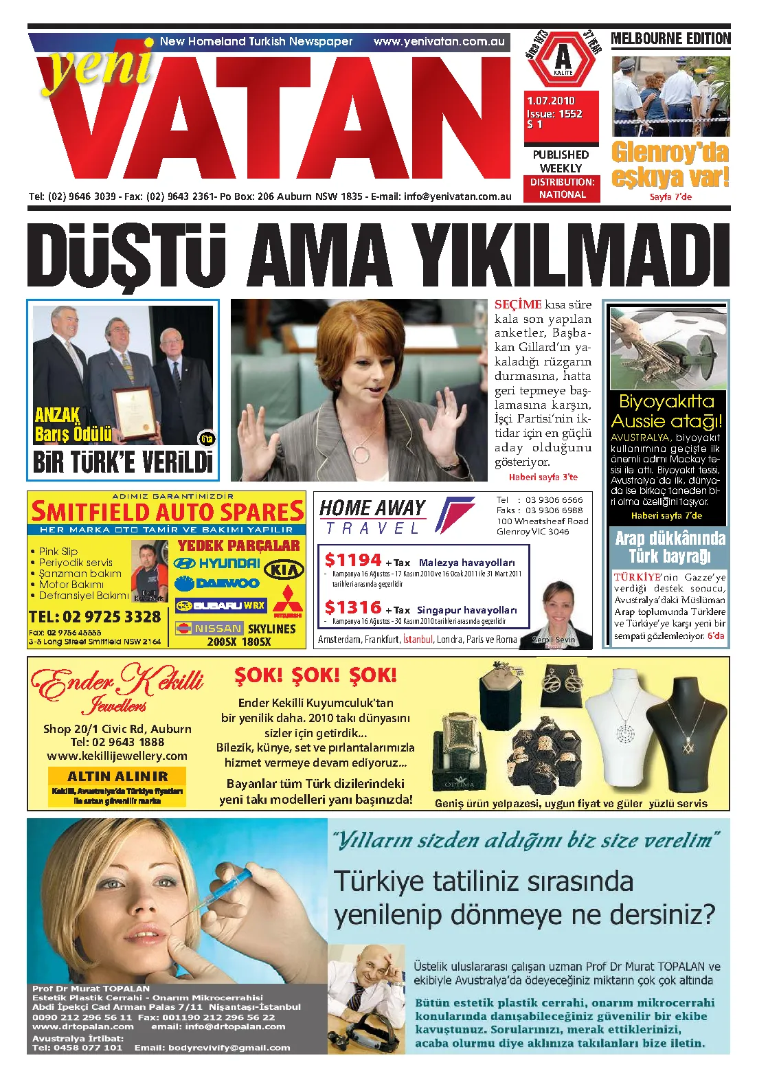 Yeni Vatan – 15 Temmuz 2010 – Sayı 1554