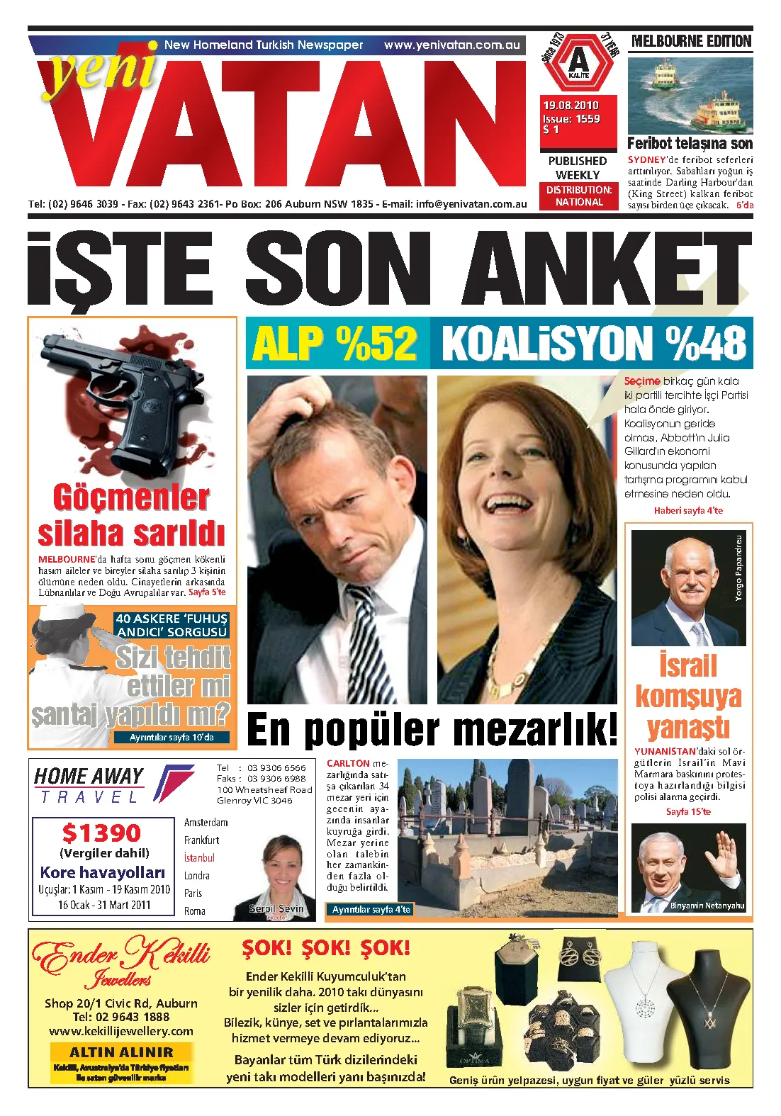 Yeni Vatan – 19 Ağustos 2010 – Sayı 1559