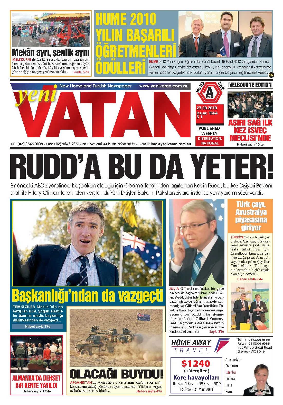 Yeni Vatan – 23 Eylül 2010 – Sayı 1564