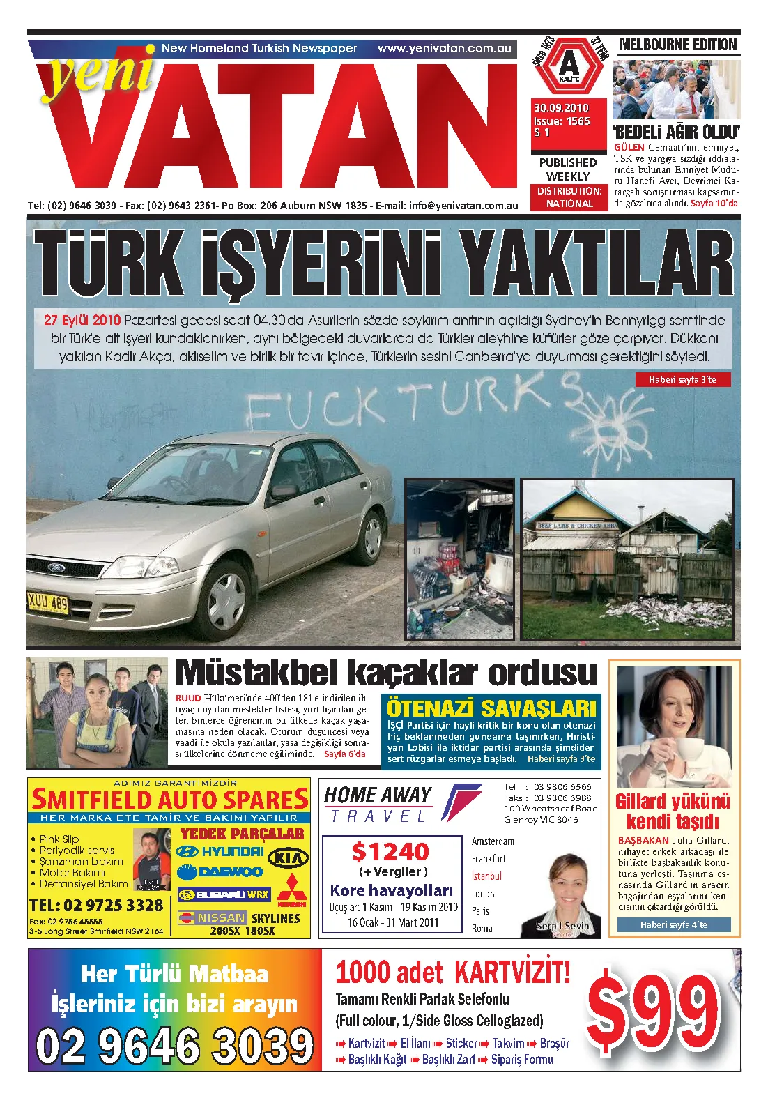 Yeni Vatan – 30 Eylül 2010 – Sayı 1565