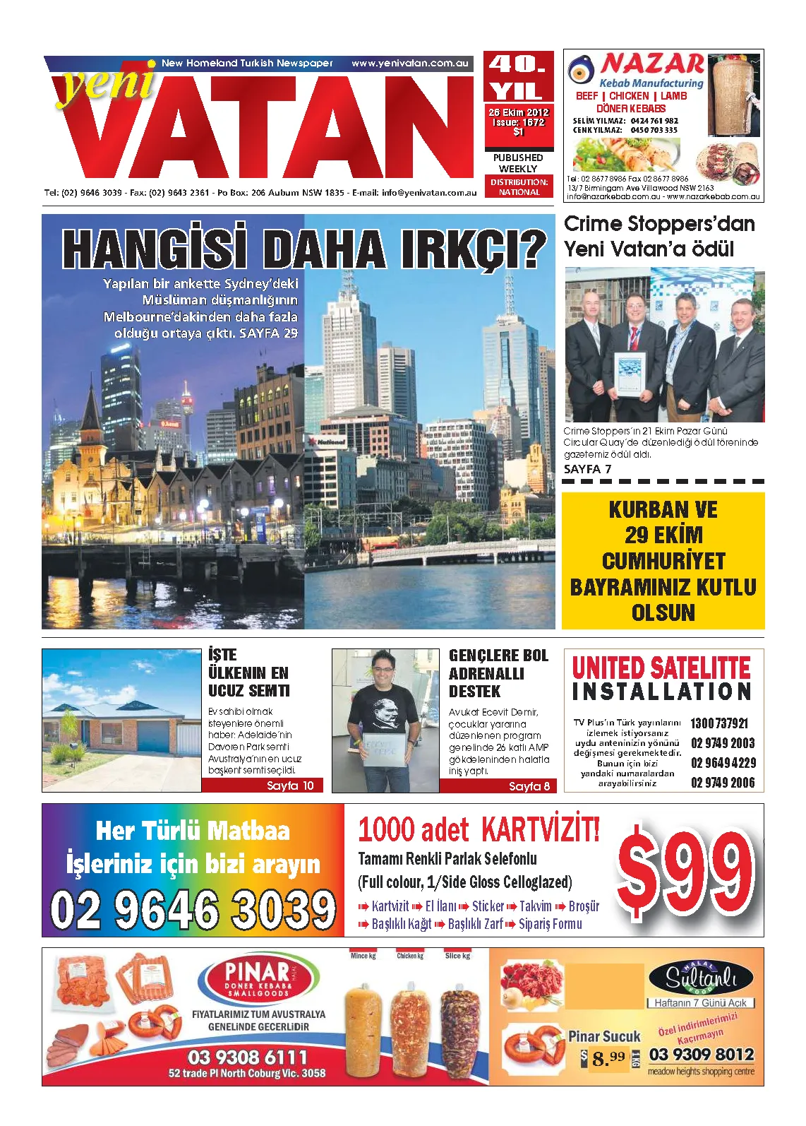 Yeni Vatan – 25 Ekim 2010 – Sayı 1672