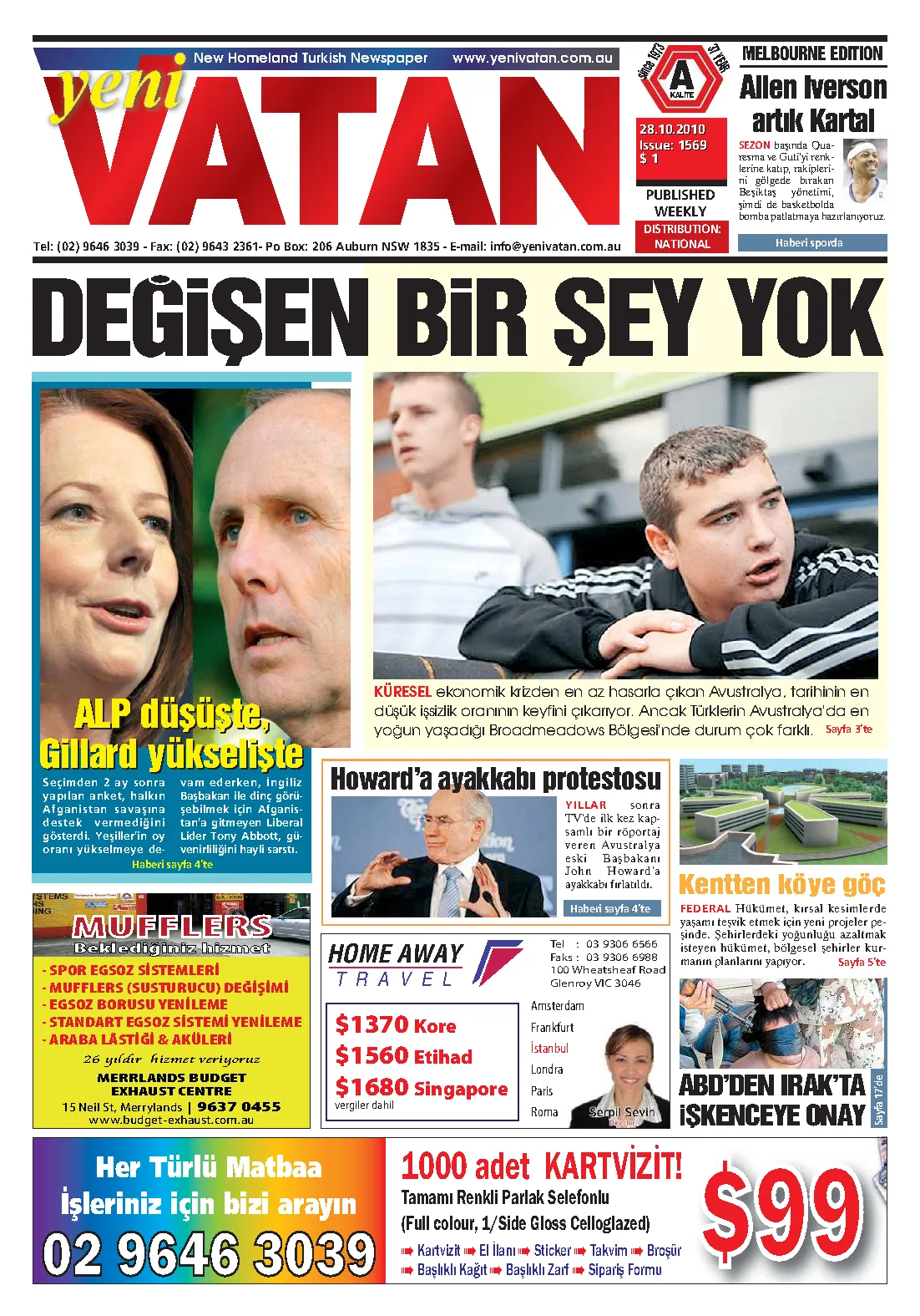 Yeni Vatan – 28 Ekim 2010 – Sayı 1569