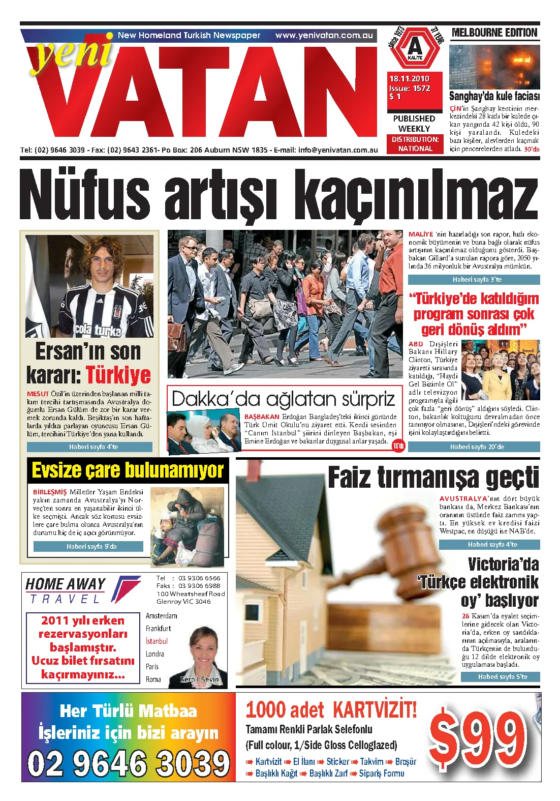 Yeni Vatan – 18 Kasım 2010 – Sayı 1572