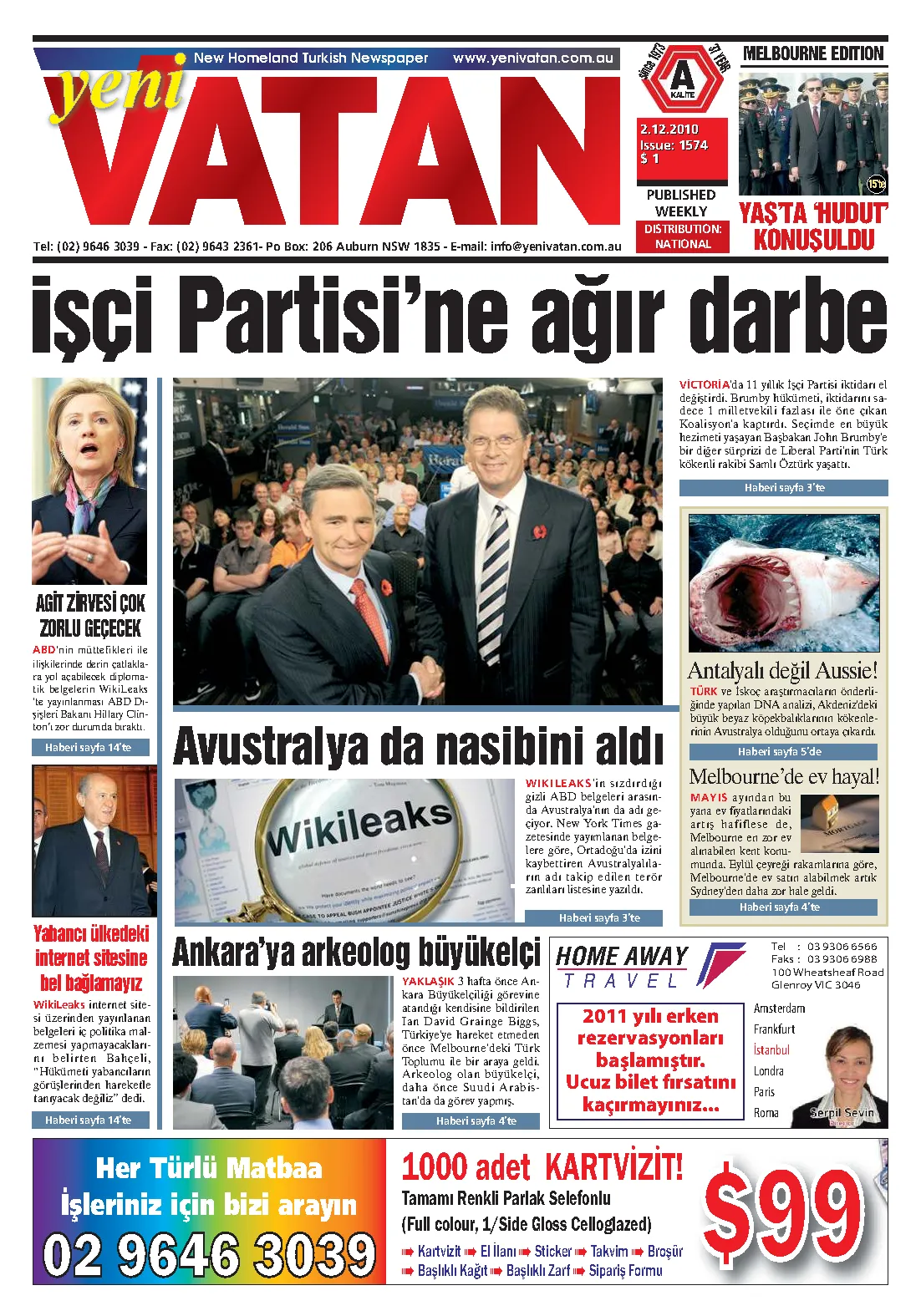 Yeni Vatan – 2 Aralık 2010 – Sayı 1574