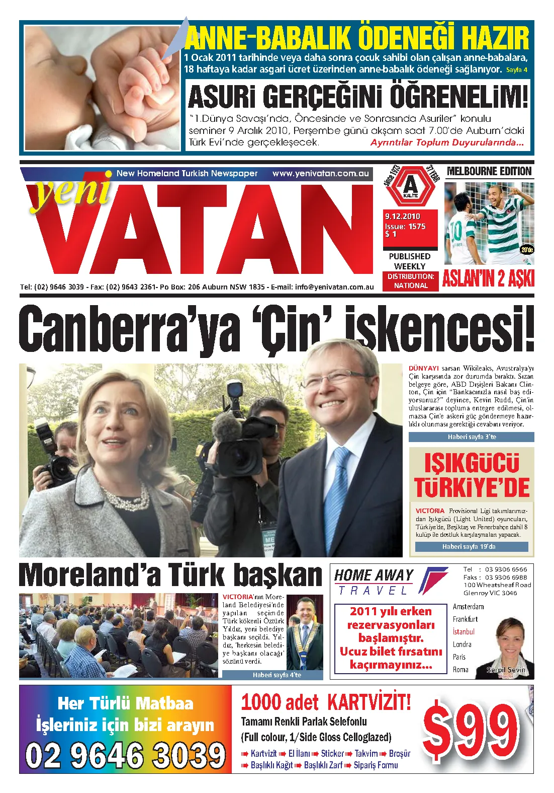 Yeni Vatan – 9 Aralık 2010 – Sayı 1575