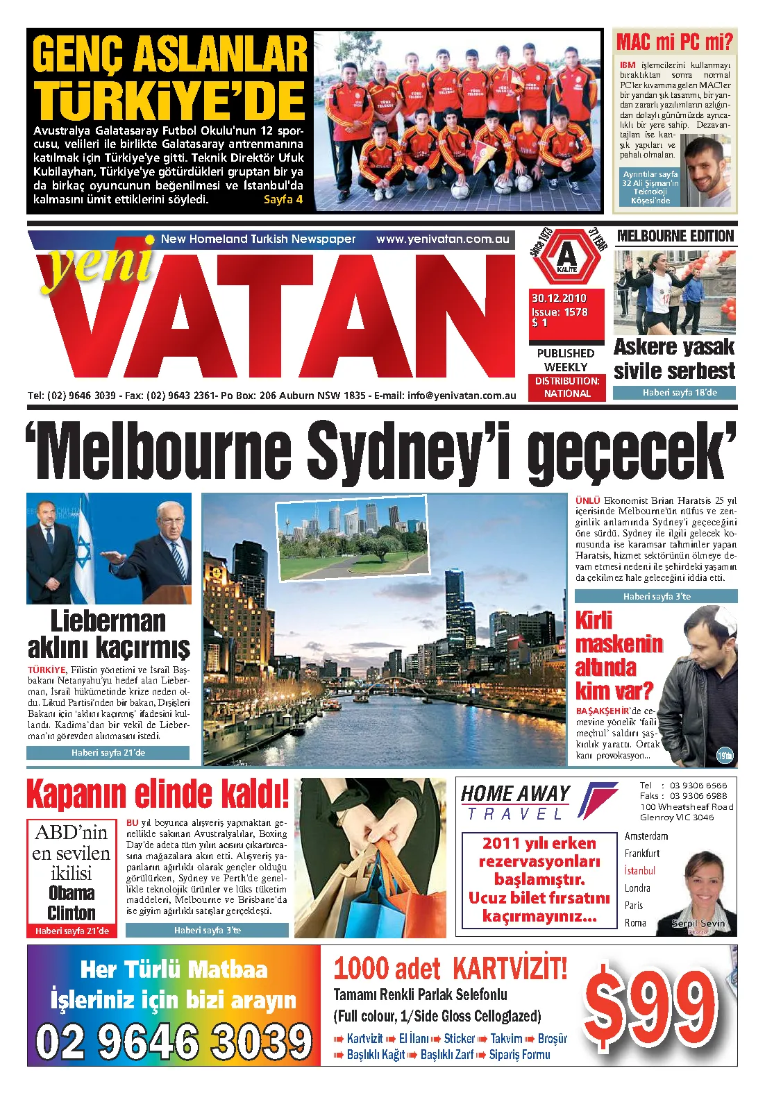 Yeni Vatan – 30 Aralık 2010 – Sayı 1578