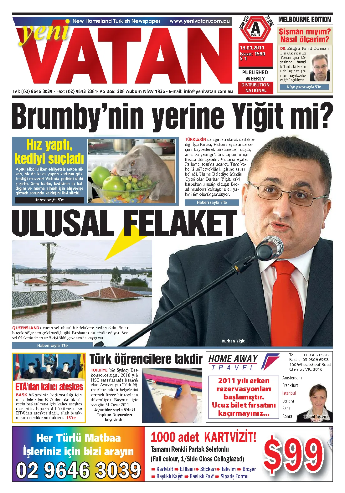 Yeni Vatan – 13 Ocak 2011 – Sayı 1580