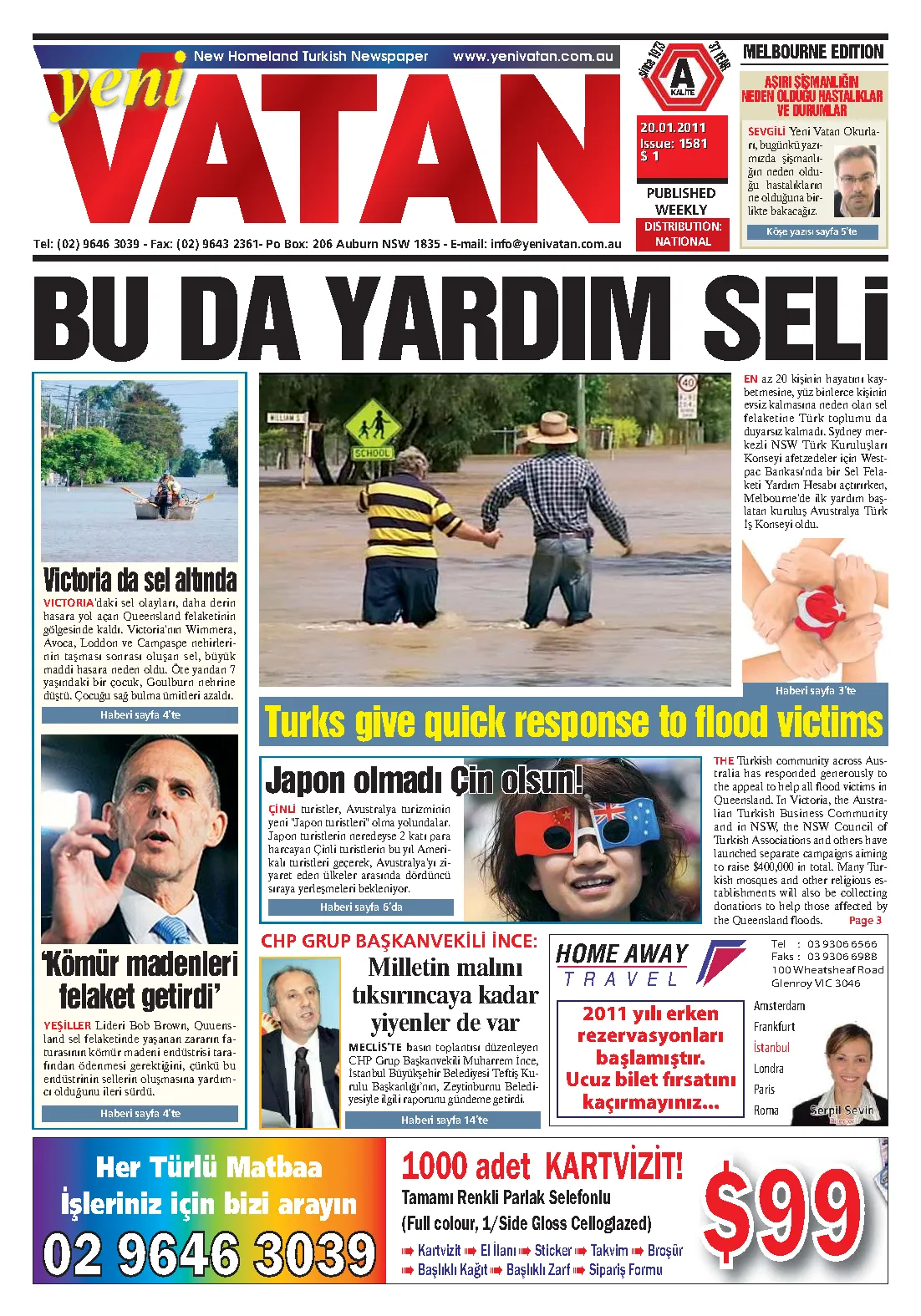 Yeni Vatan – 20 Ocak 2011 – Sayı 1581