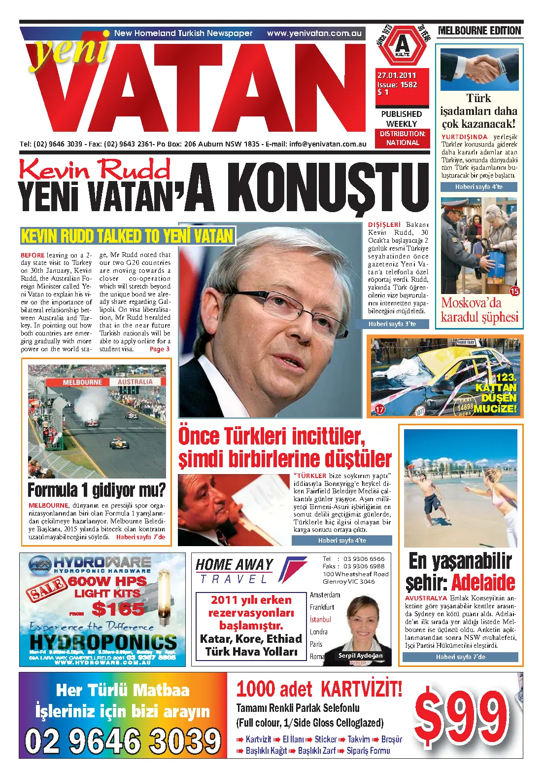 Yeni Vatan – 27 Ocak 2011 – Sayı 1582