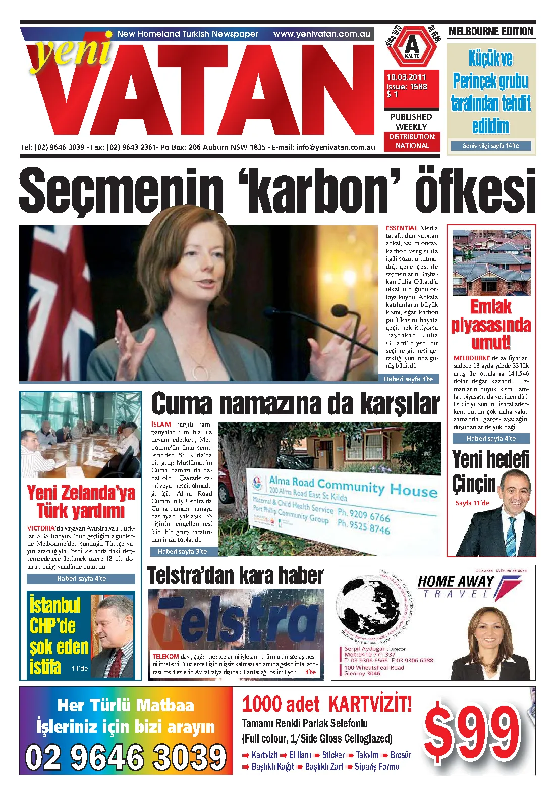 Yeni Vatan – 10 Mart 2011 – Sayı 1588