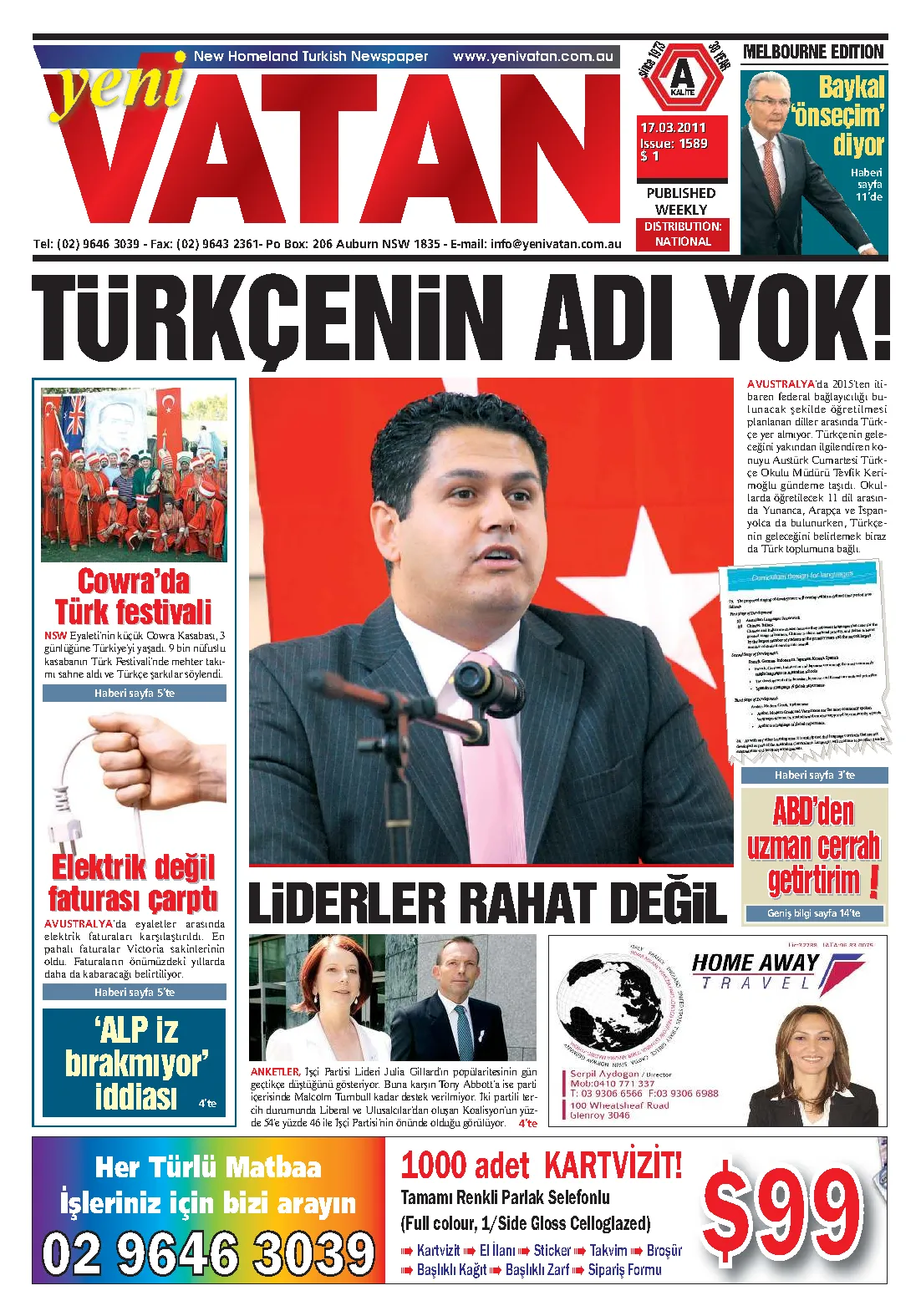 Yeni Vatan – 17 Mart 2011 – Sayı 1589