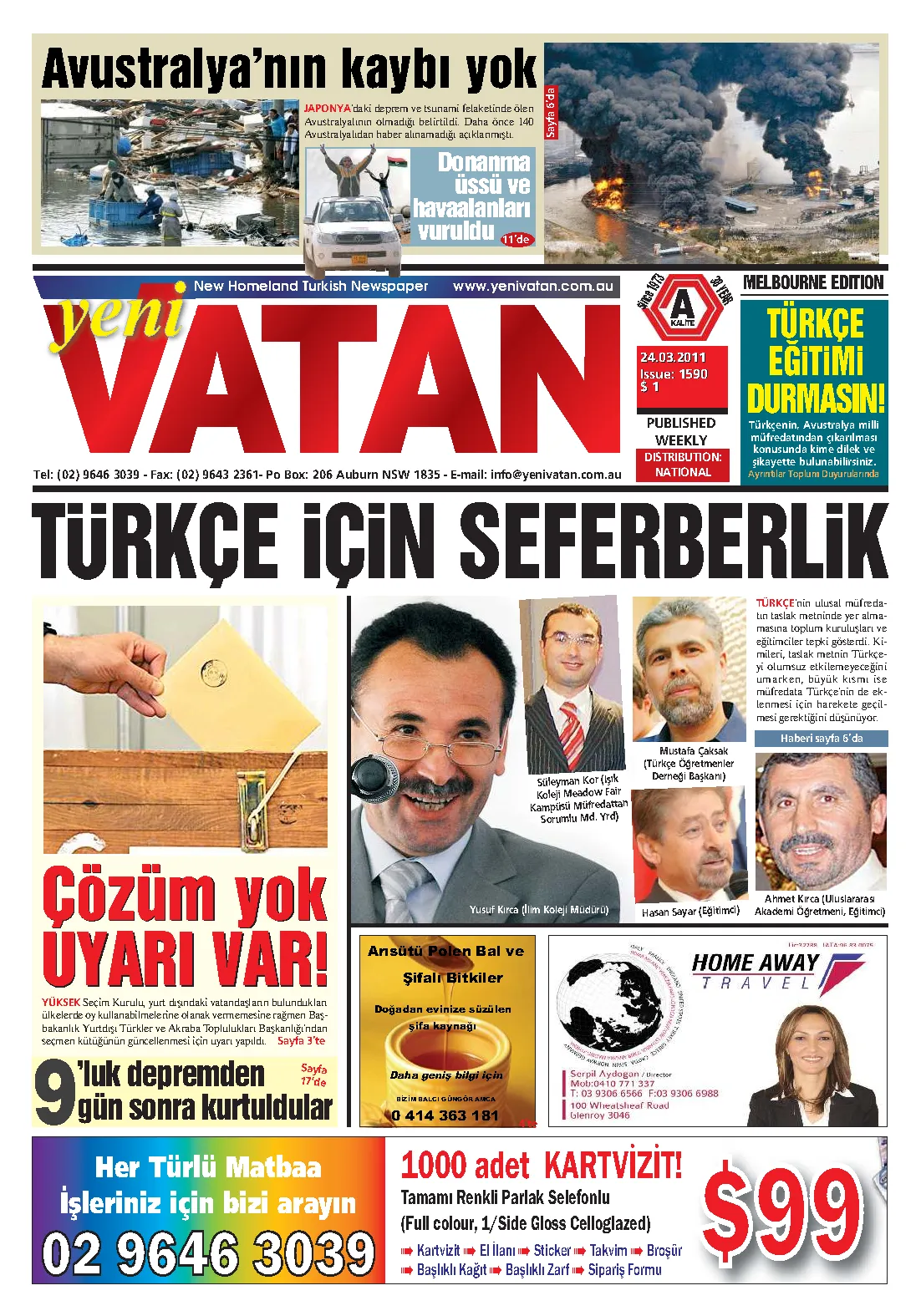Yeni Vatan – 24 Mart 2011 – Sayı 1590