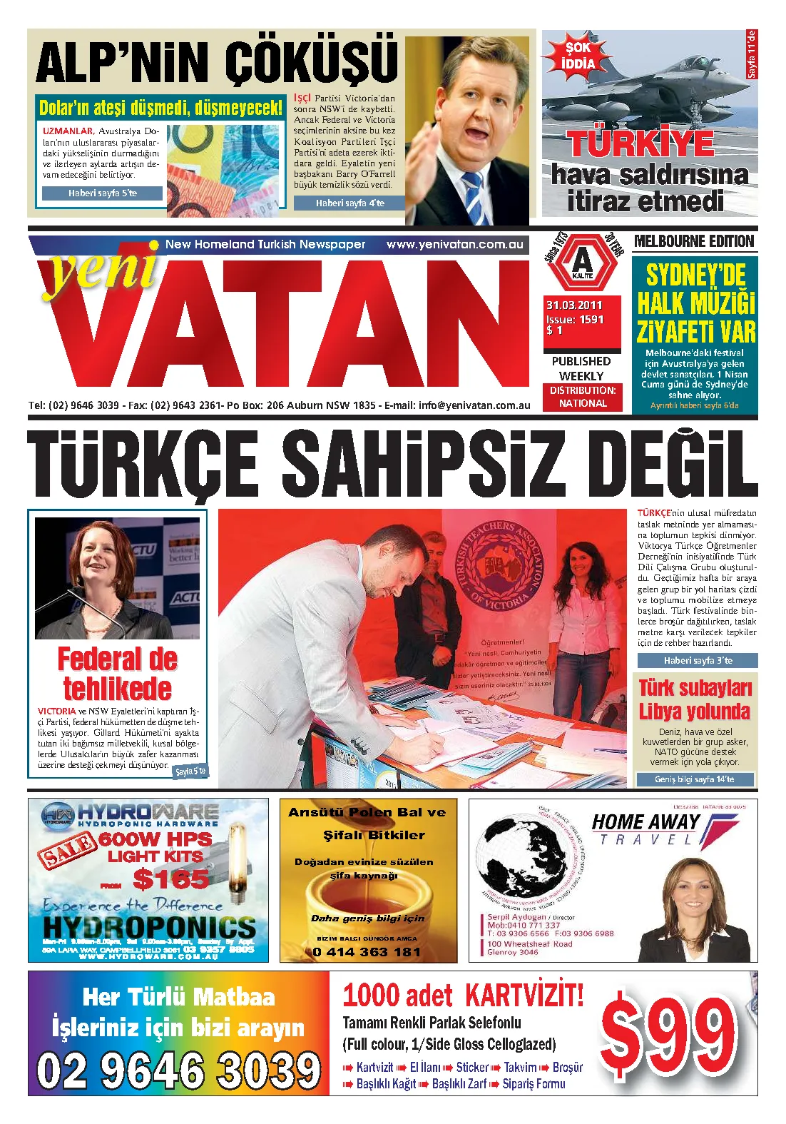 Yeni Vatan – 31 Mart 2011 – Sayı 1591