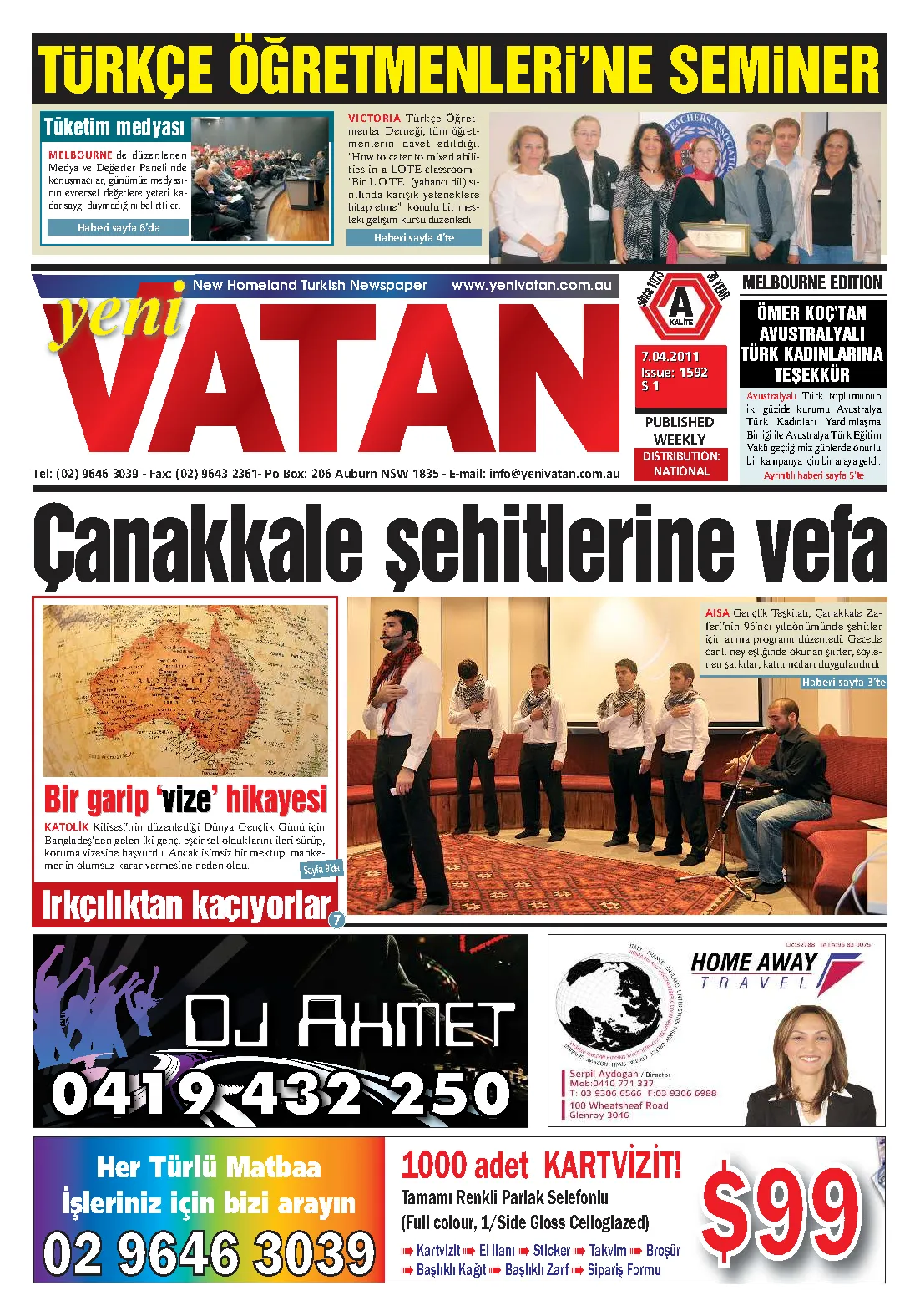 Yeni Vatan – 7 Nisan 2011 – Sayı 1592