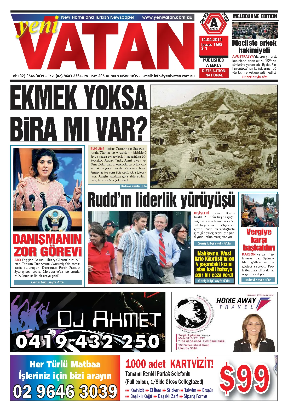 Yeni Vatan – 14 Nisan 2011 – Sayı 1593